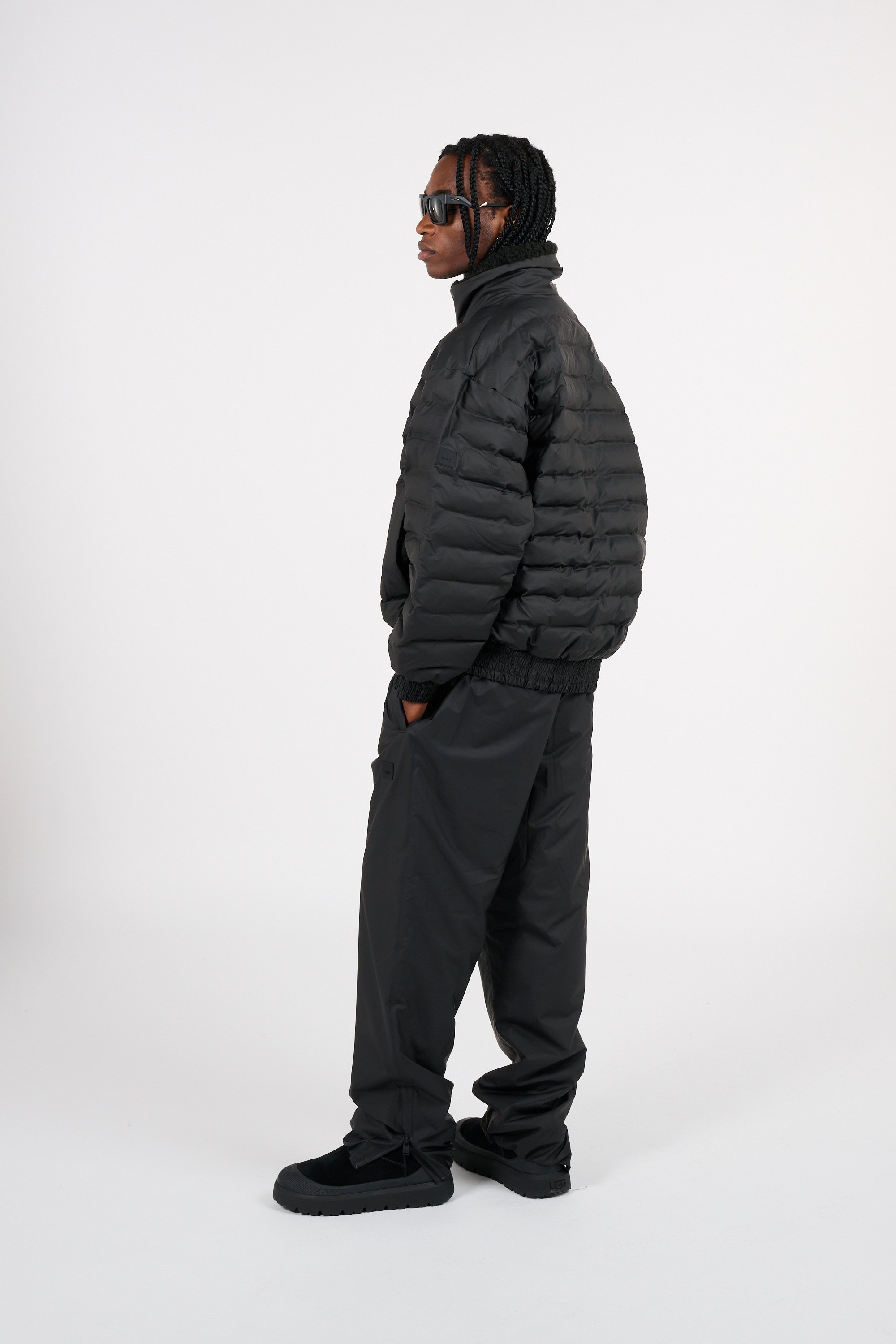 Lightweight quilted padded jacket with high neck Black