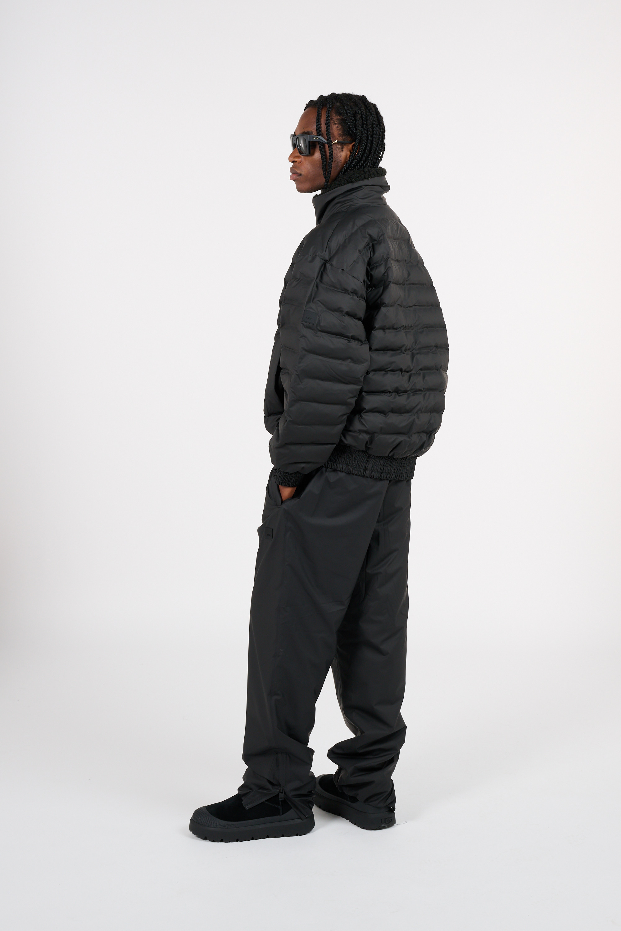 Lightweight quilted padded jacket with high neck Black
