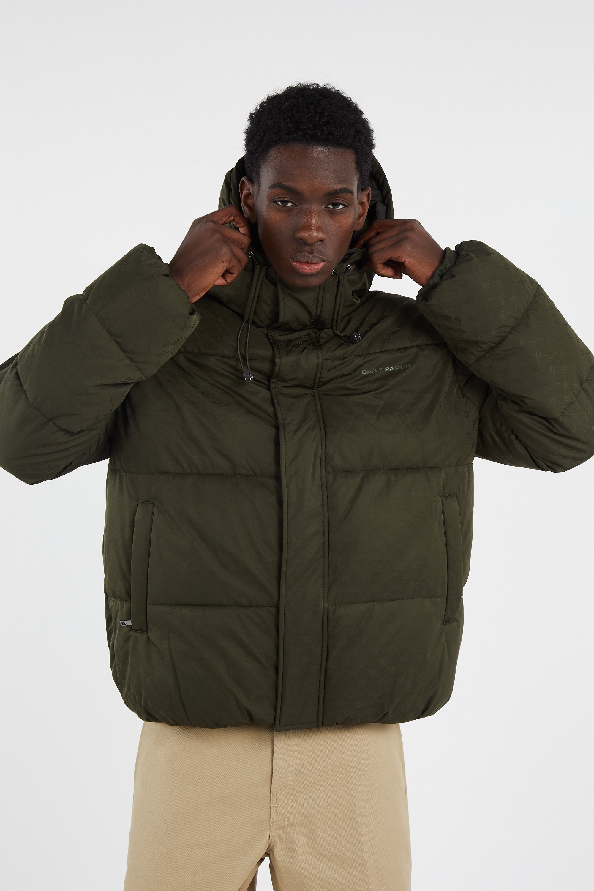 Lightweight quilted padded jacket with high neck Green