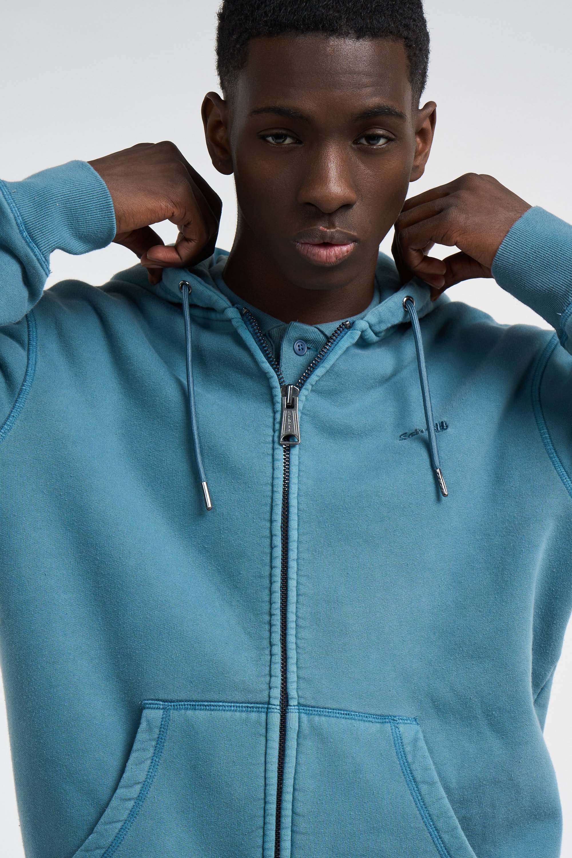 Hoodie zippé Bleu