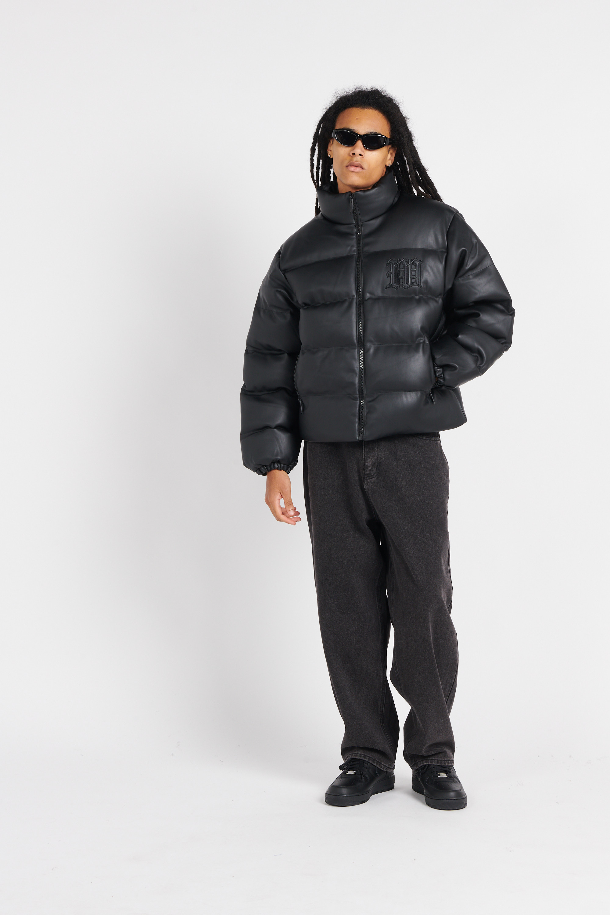 Lightweight quilted padded jacket with high neck Black