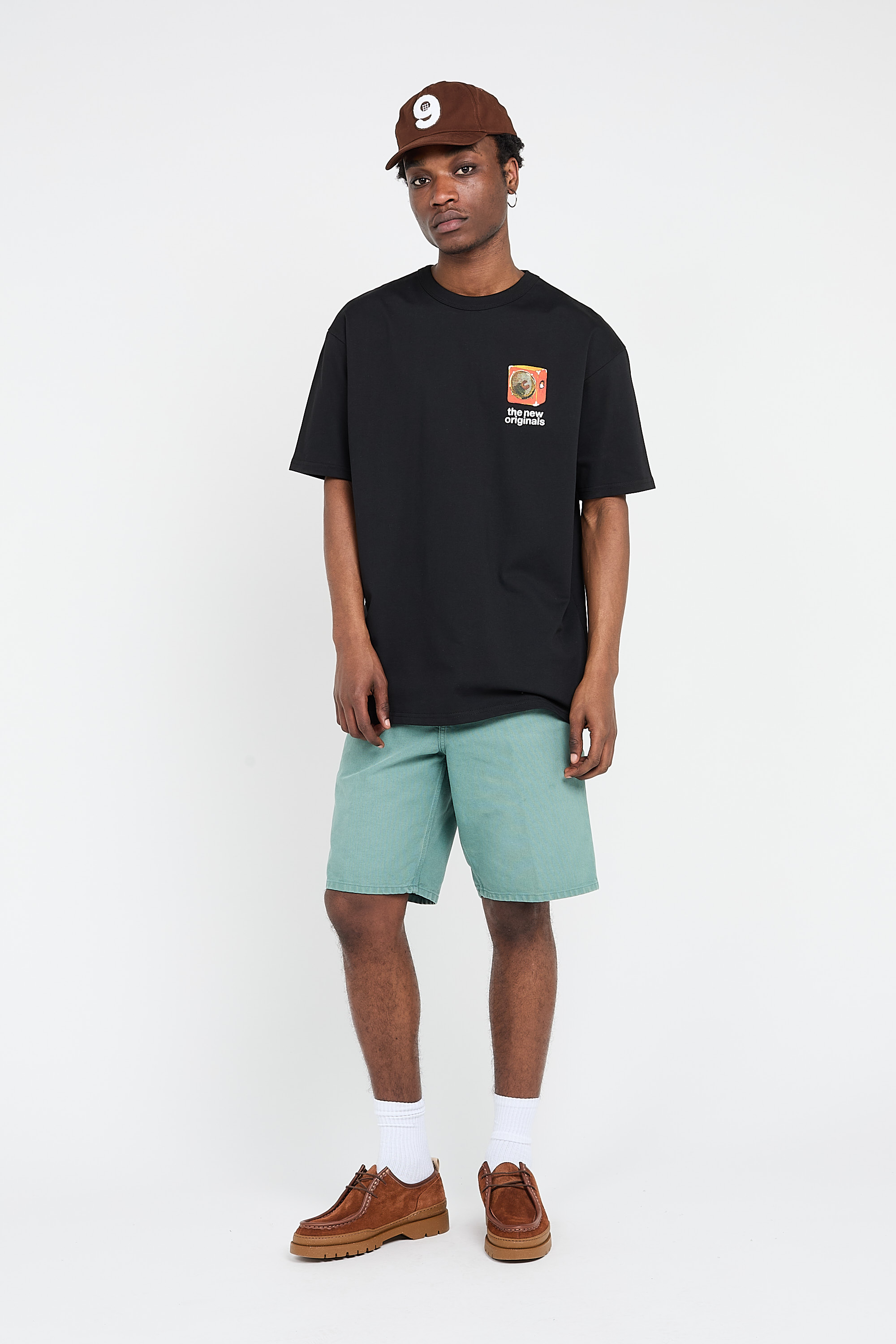 Regular-fit round-neck cotton T-shirt Black