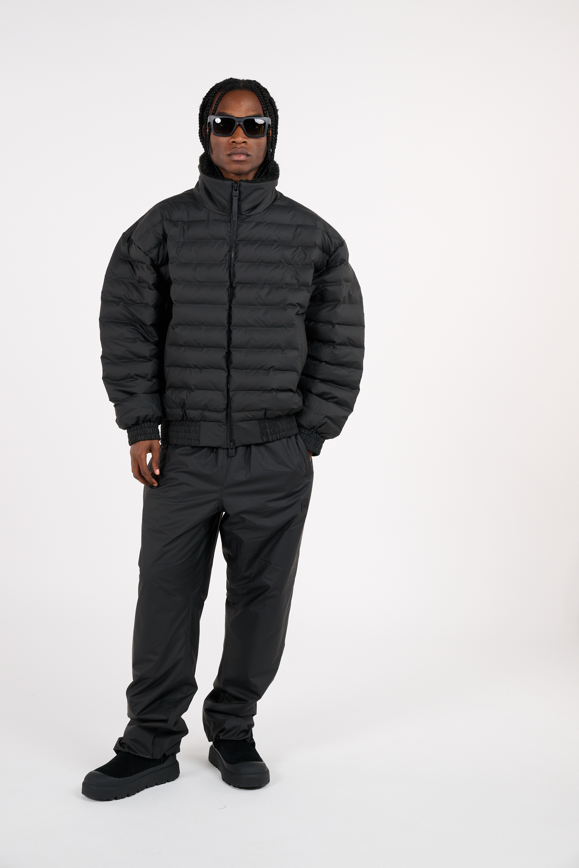 Lightweight quilted padded jacket with high neck Black