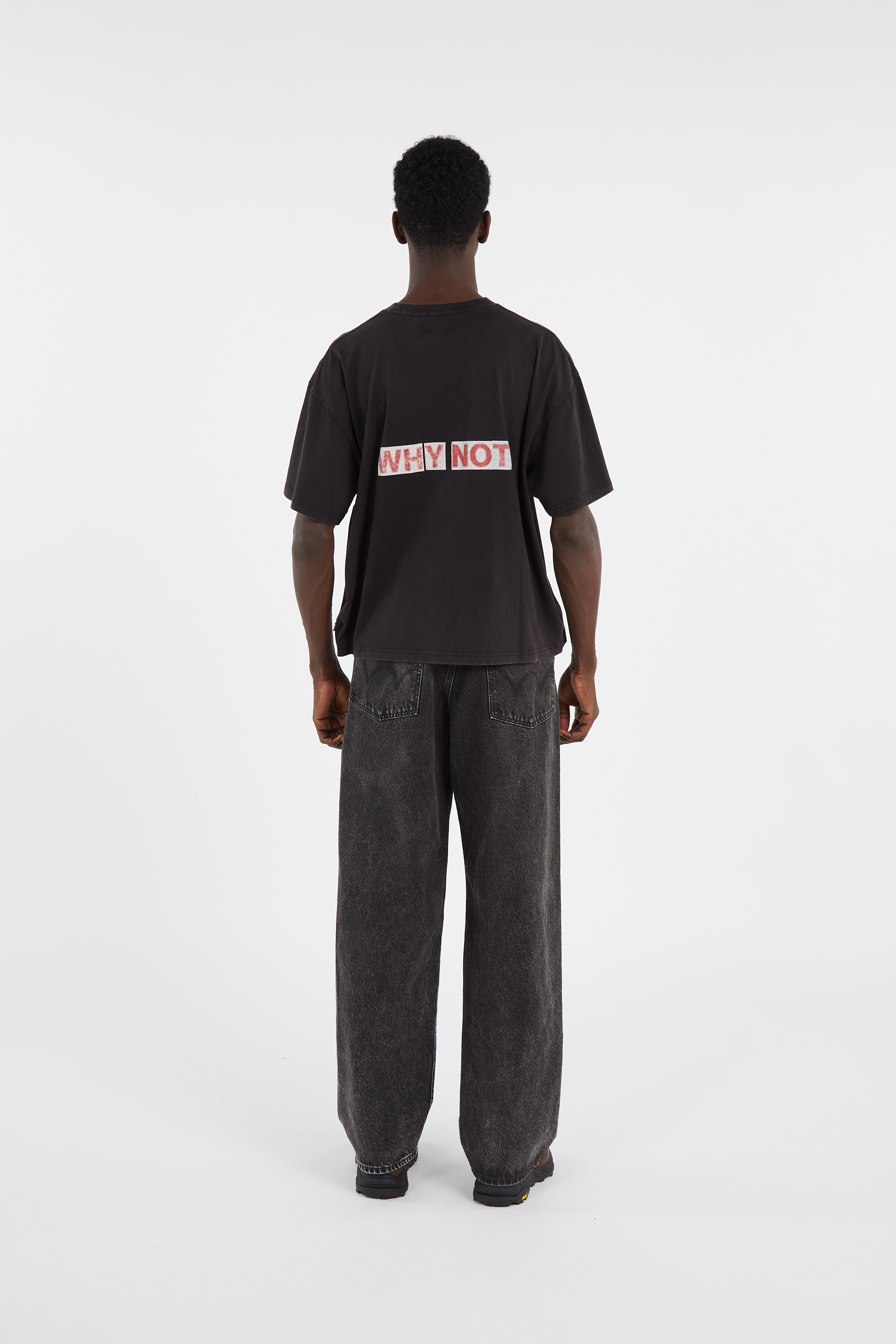 Regular-fit round-neck cotton T-shirt Black