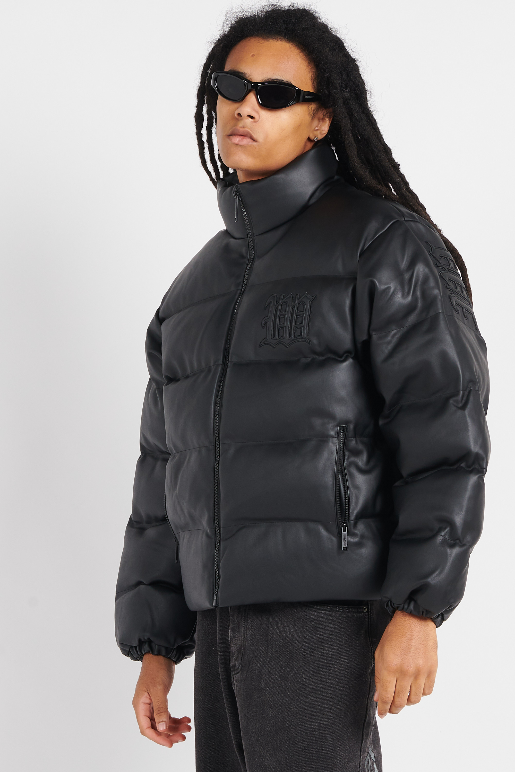 Lightweight quilted padded jacket with high neck Black