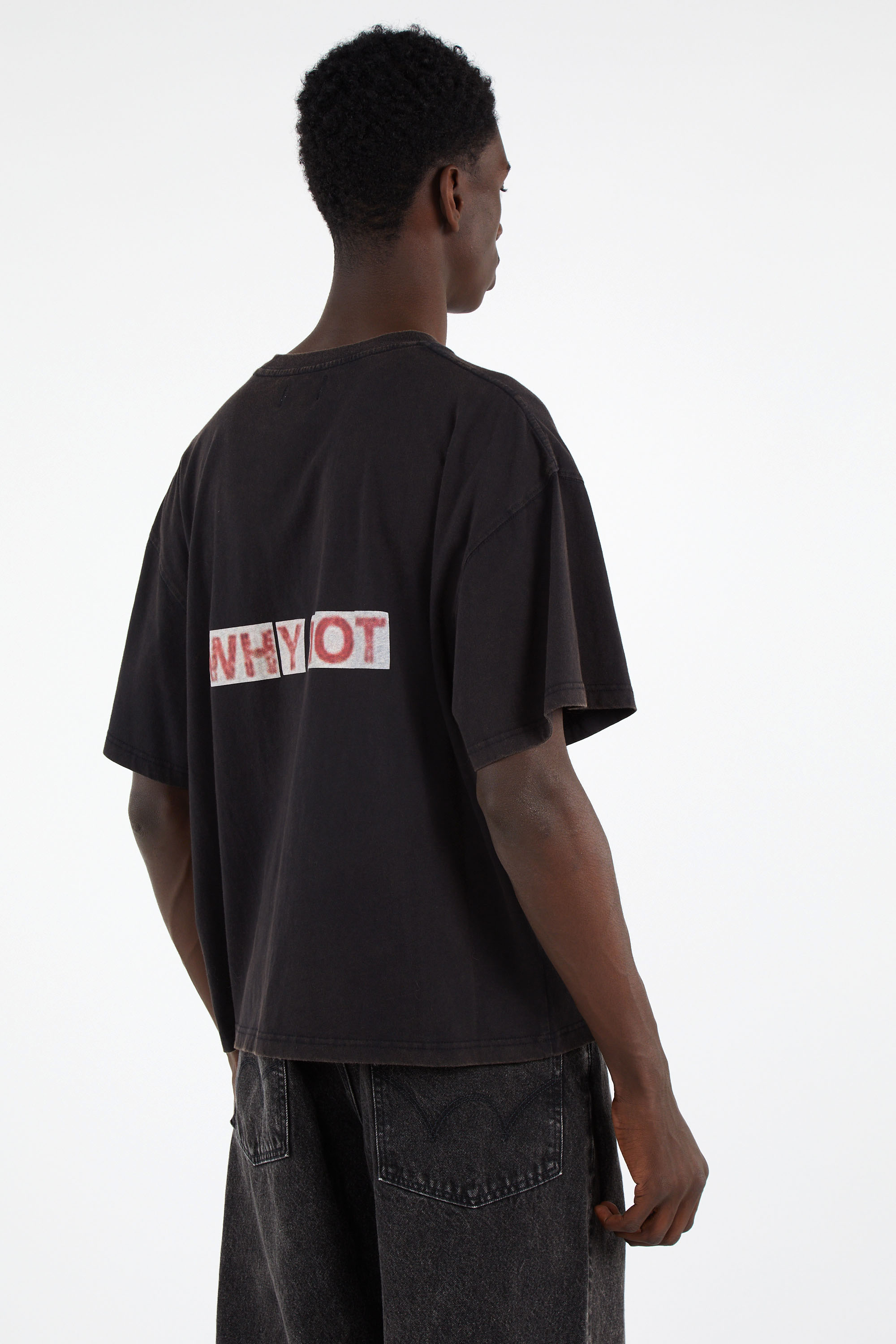 Regular-fit round-neck cotton T-shirt Black