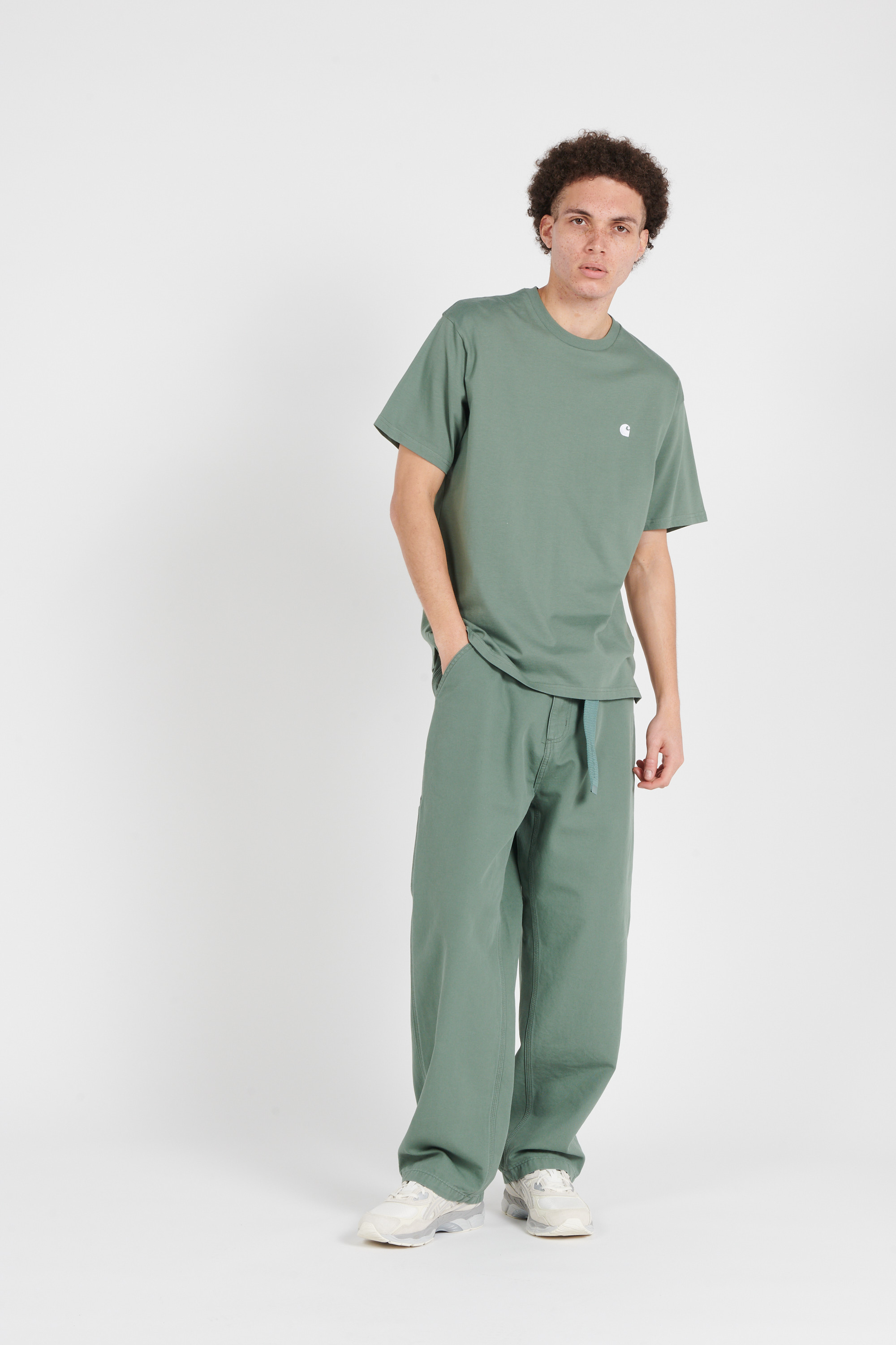 Regular-fit round-neck cotton T-shirt Green