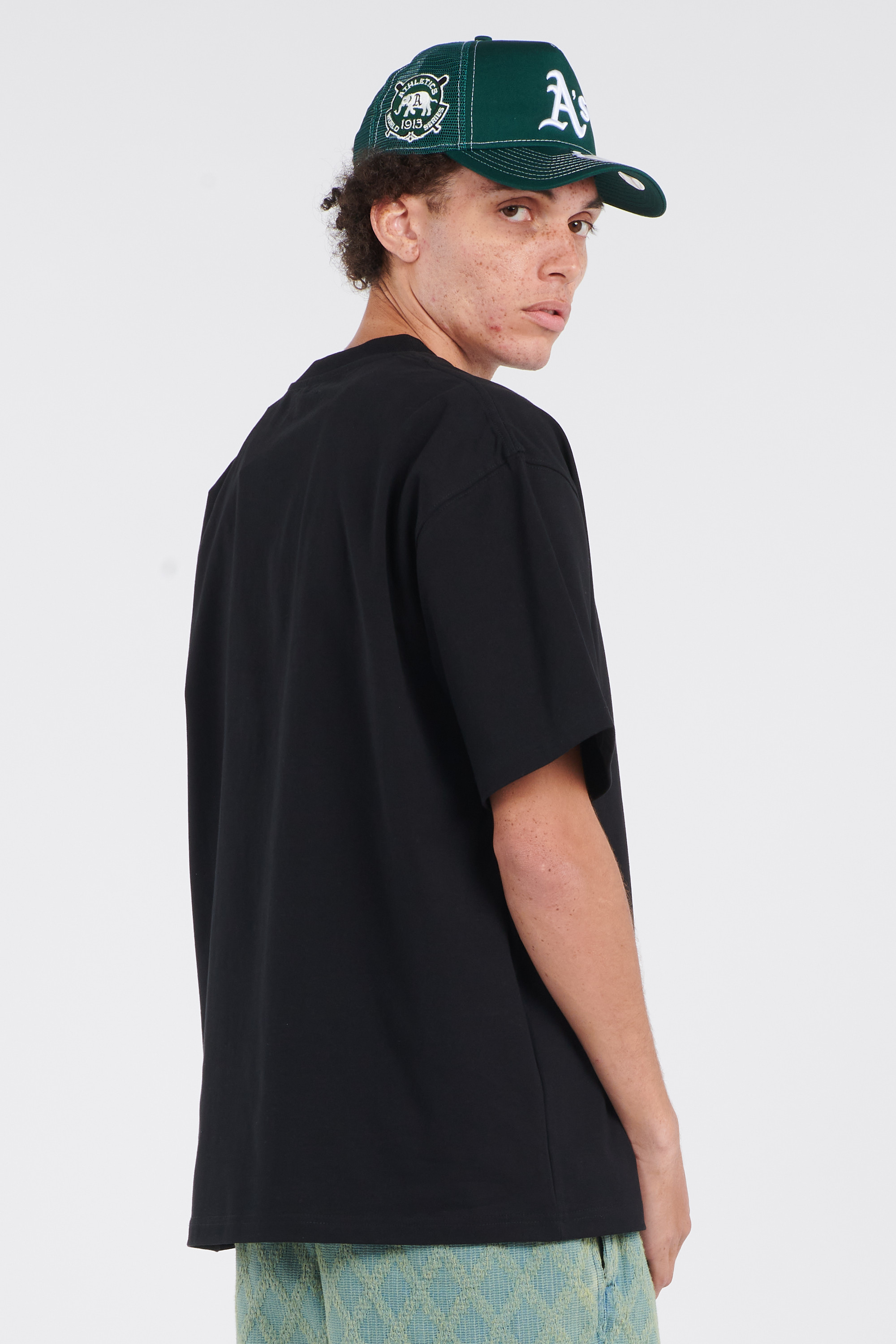 Regular-fit round-neck cotton T-shirt Black