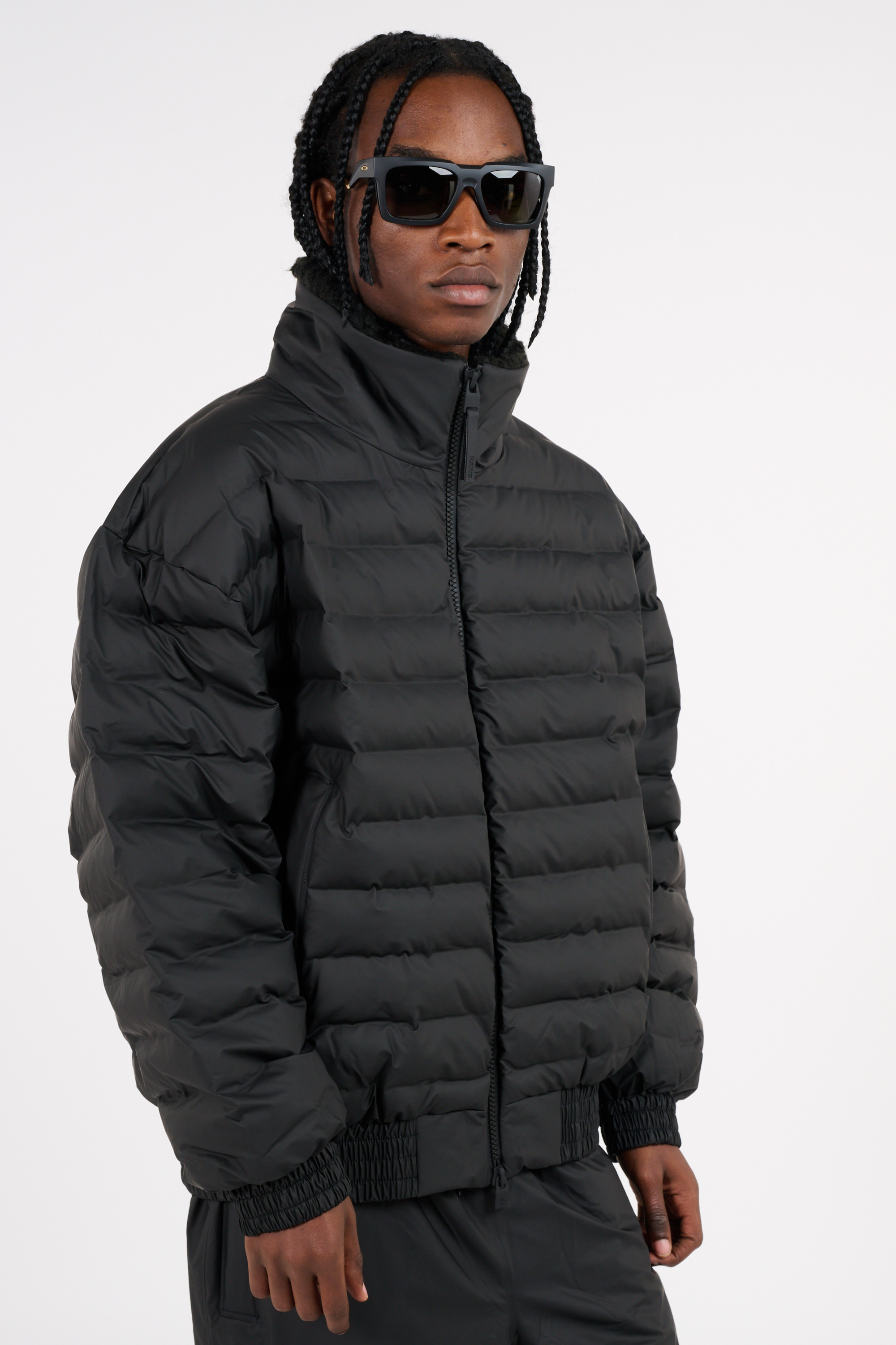 Lightweight quilted padded jacket with high neck Black