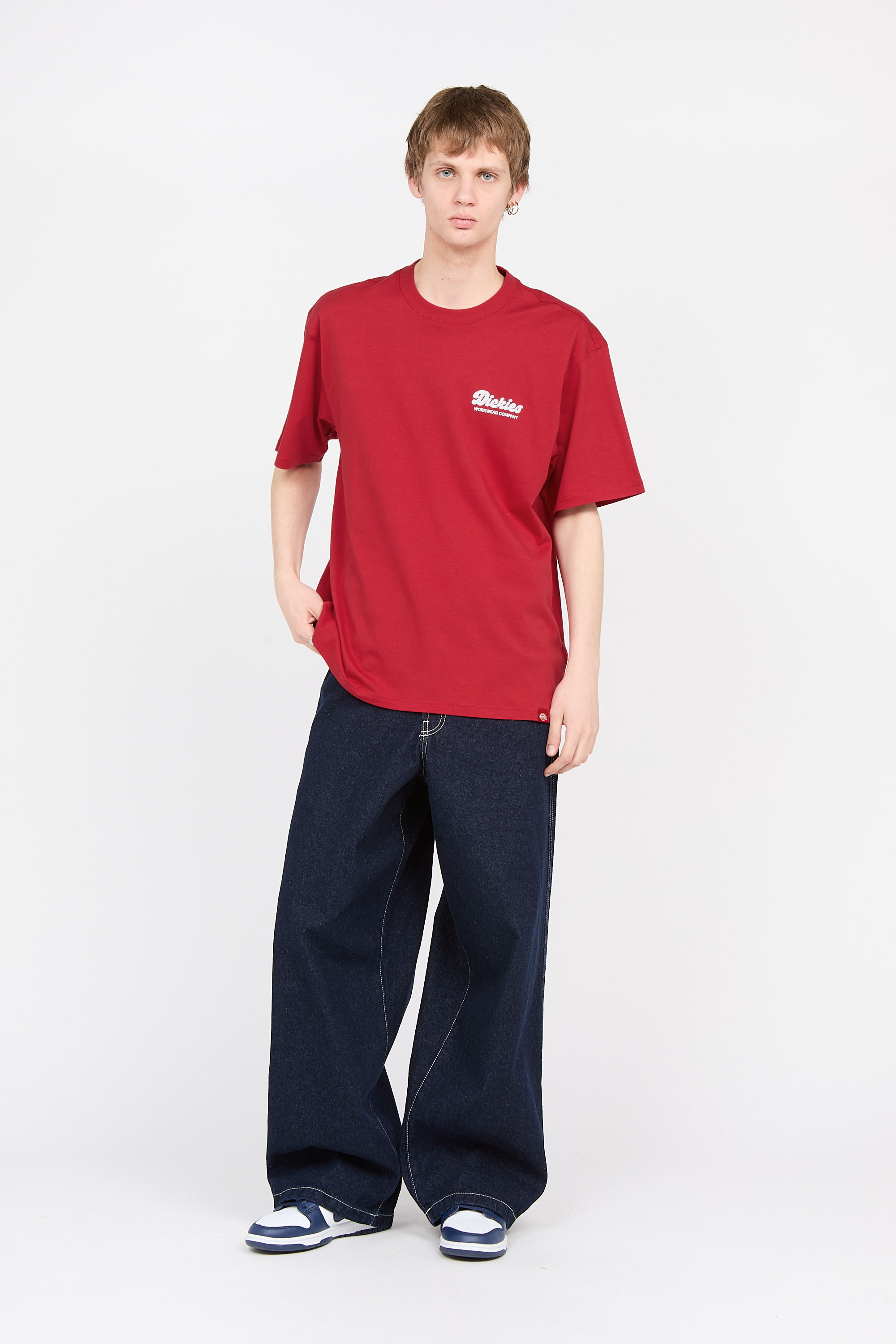 Regular-fit round-neck cotton T-shirt Red