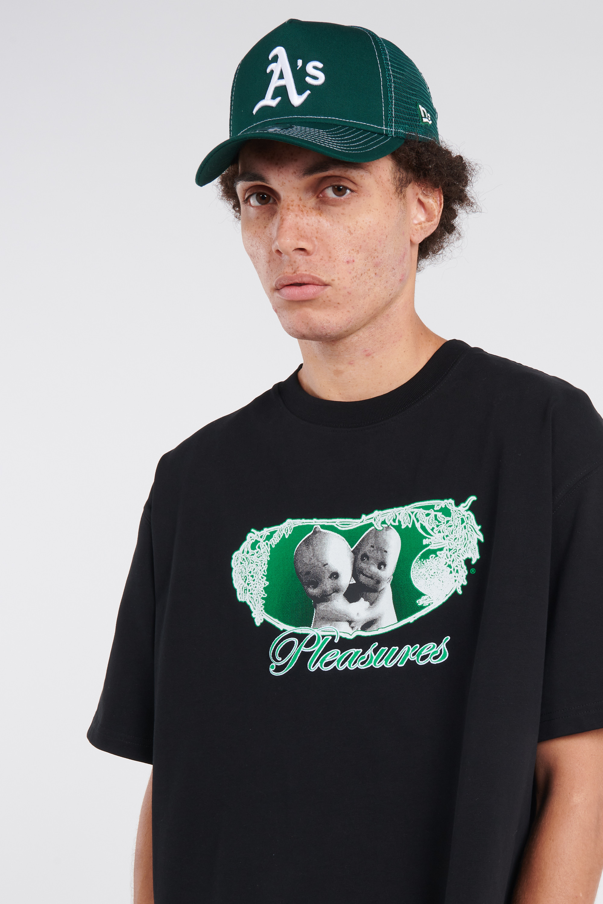 Regular-fit round-neck cotton T-shirt Black