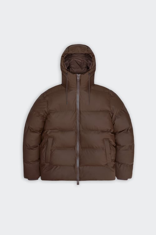 RAINS Lightweight quilted padded jacket with high neck Brown