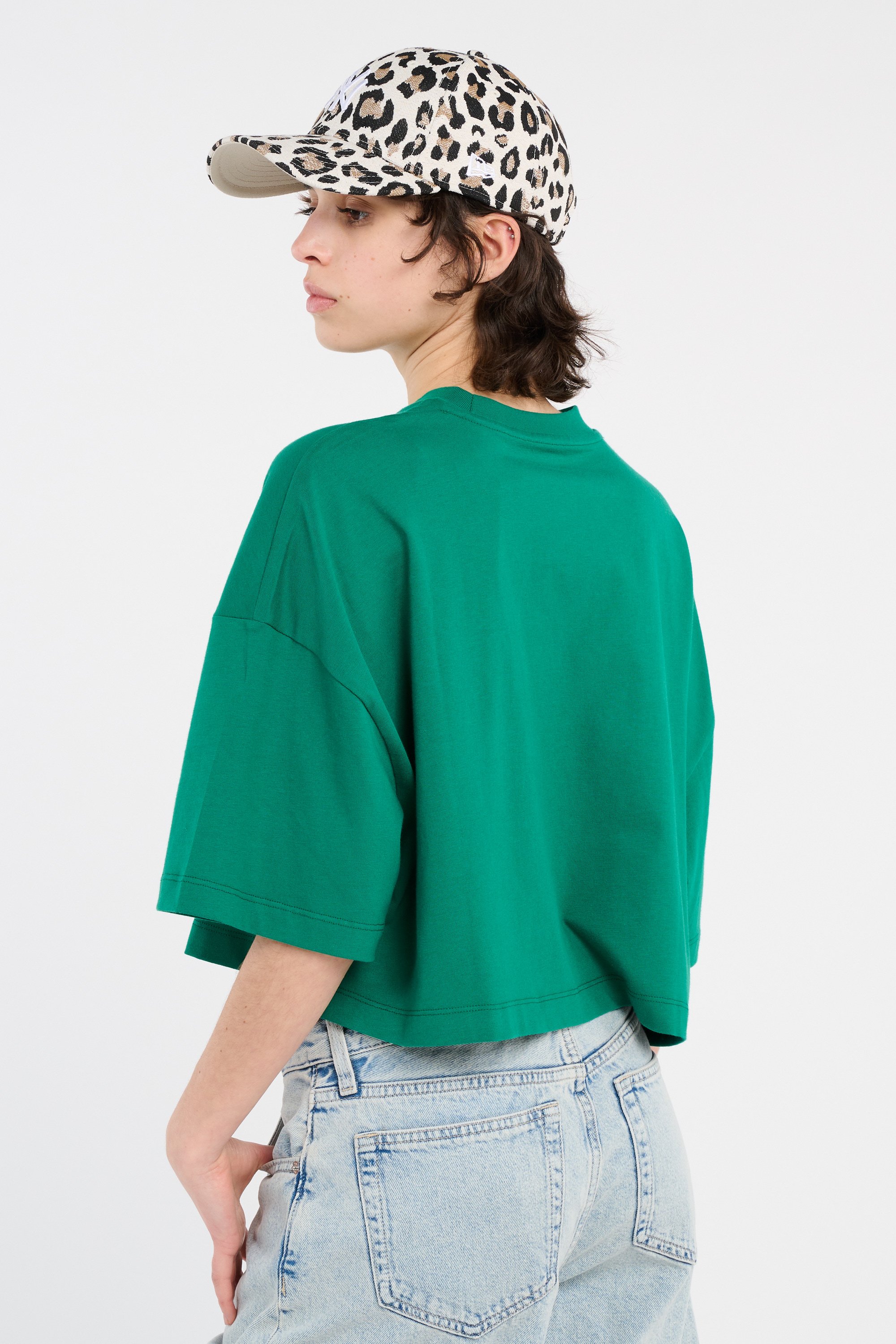 Regular-fit round-neck cotton T-shirt Green
