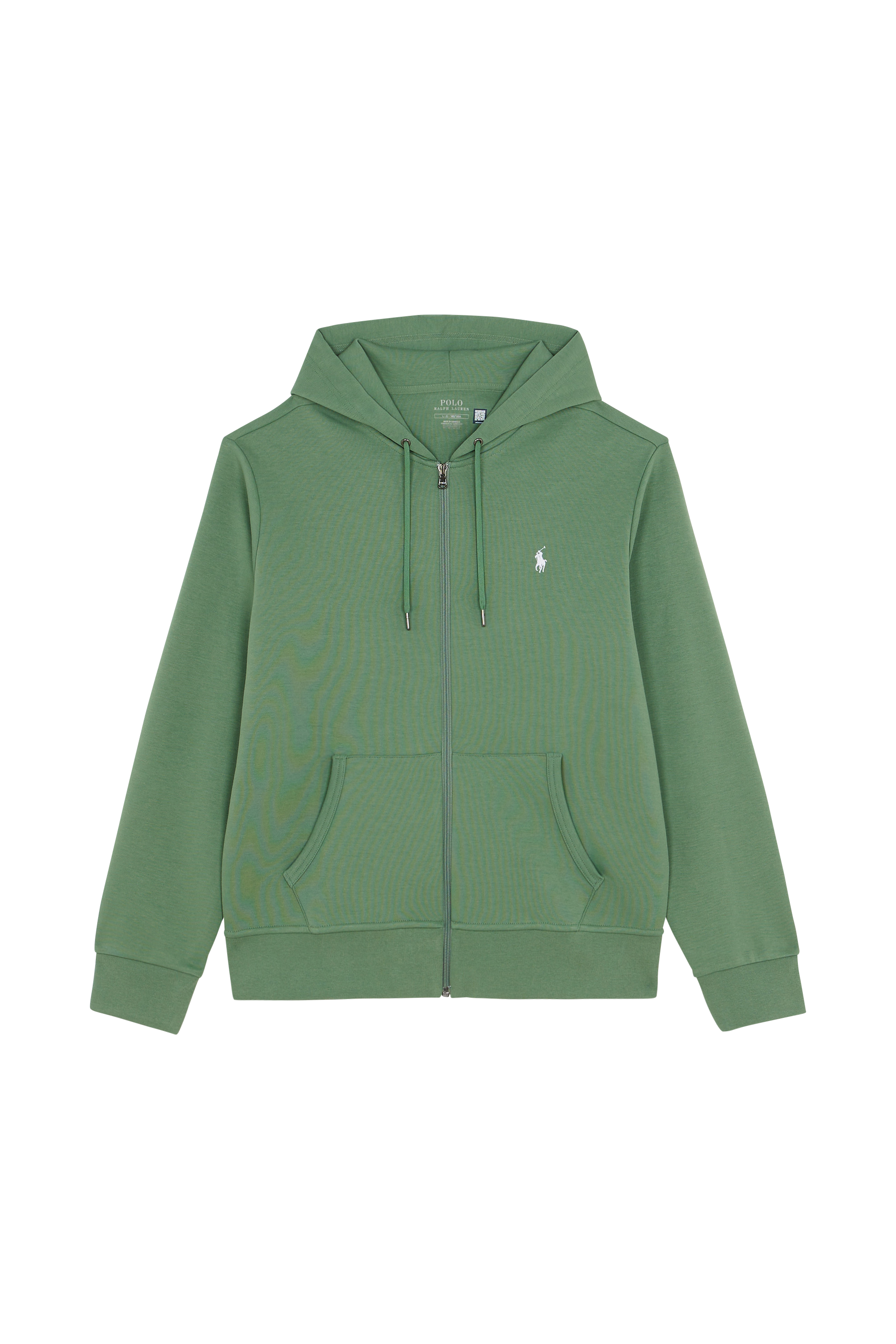 Regular-fit zip-up cotton-blend hoodie with Pony Player Green