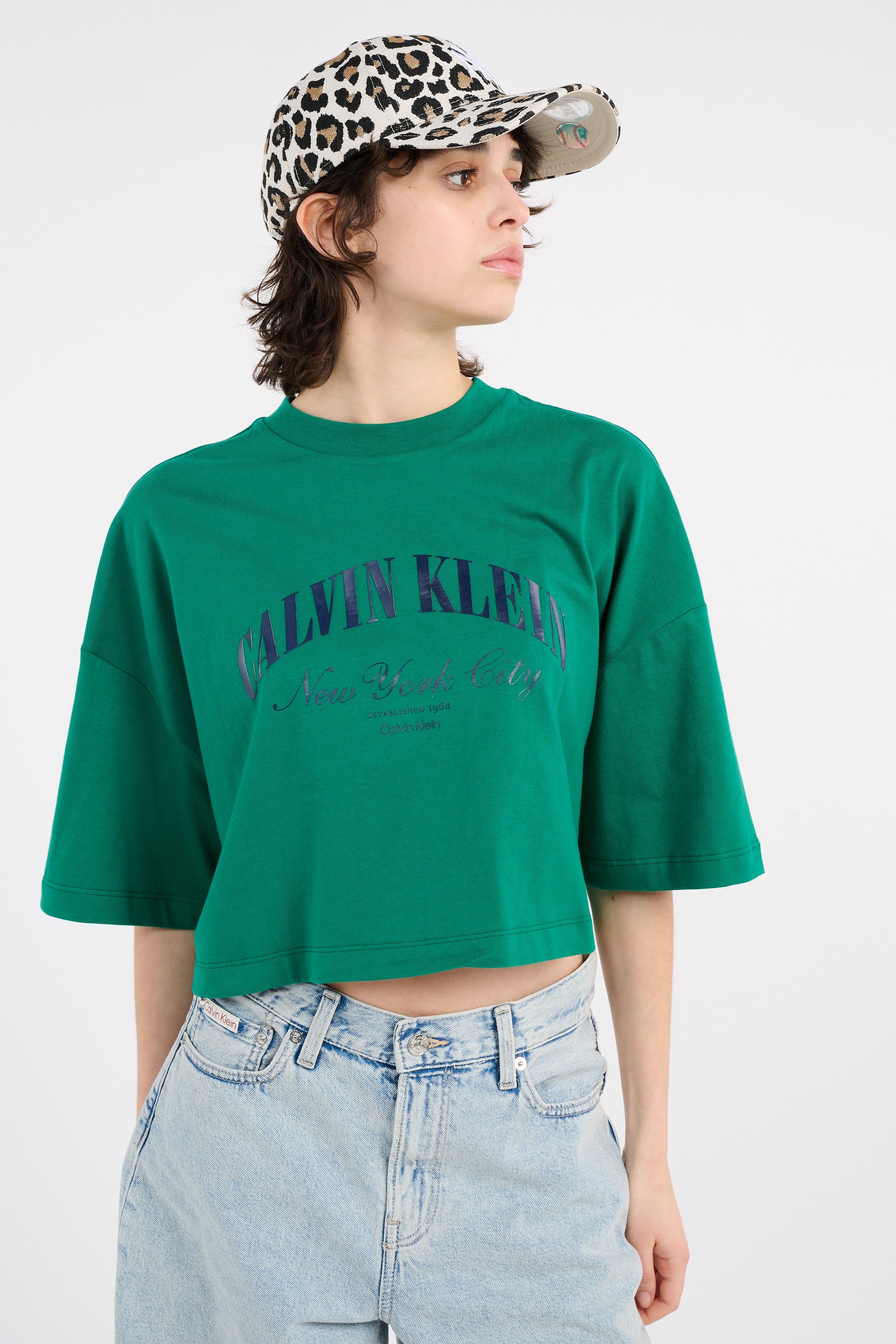 Regular-fit round-neck cotton T-shirt Green