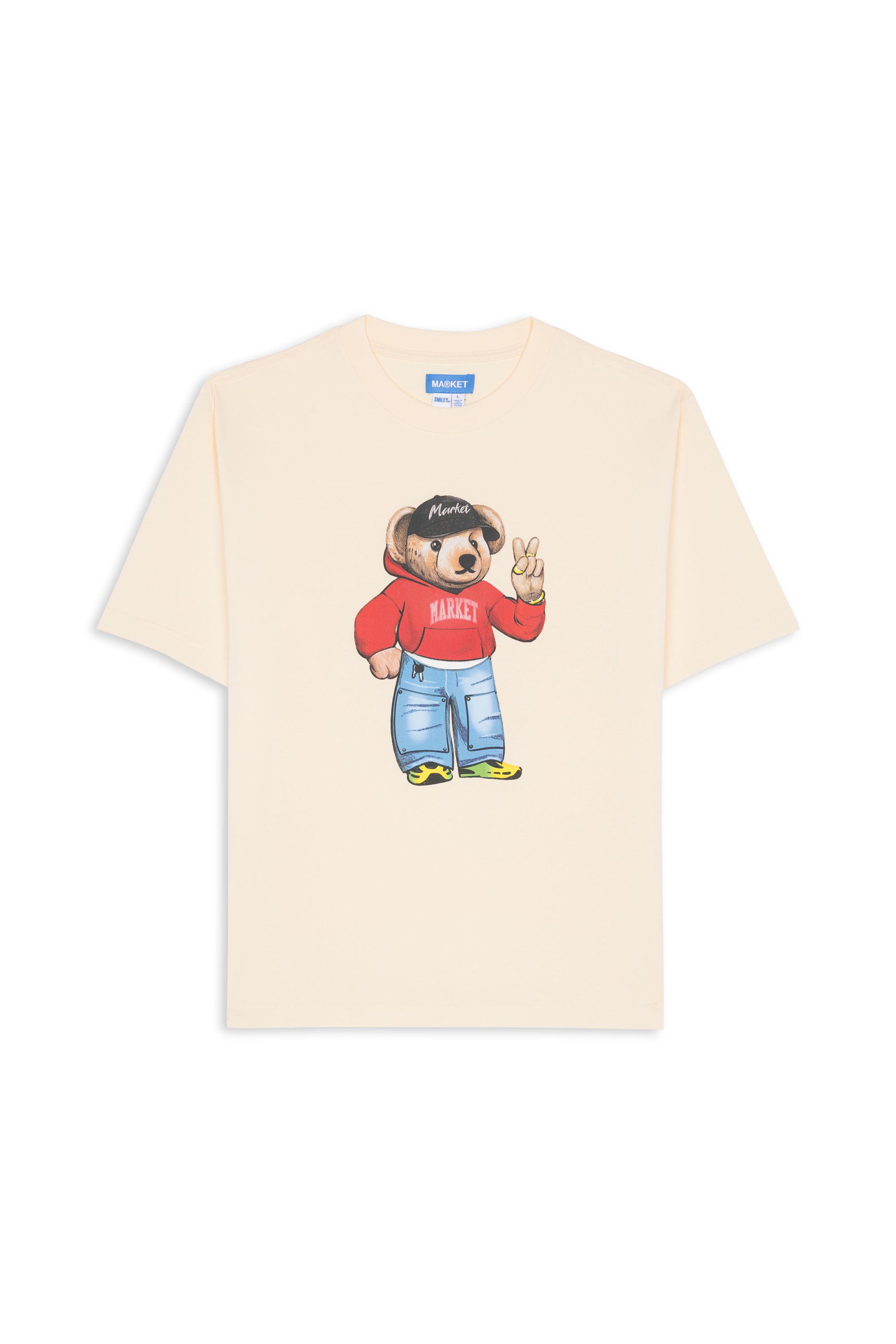 Regular-fit round-neck cotton T-shirt Beige