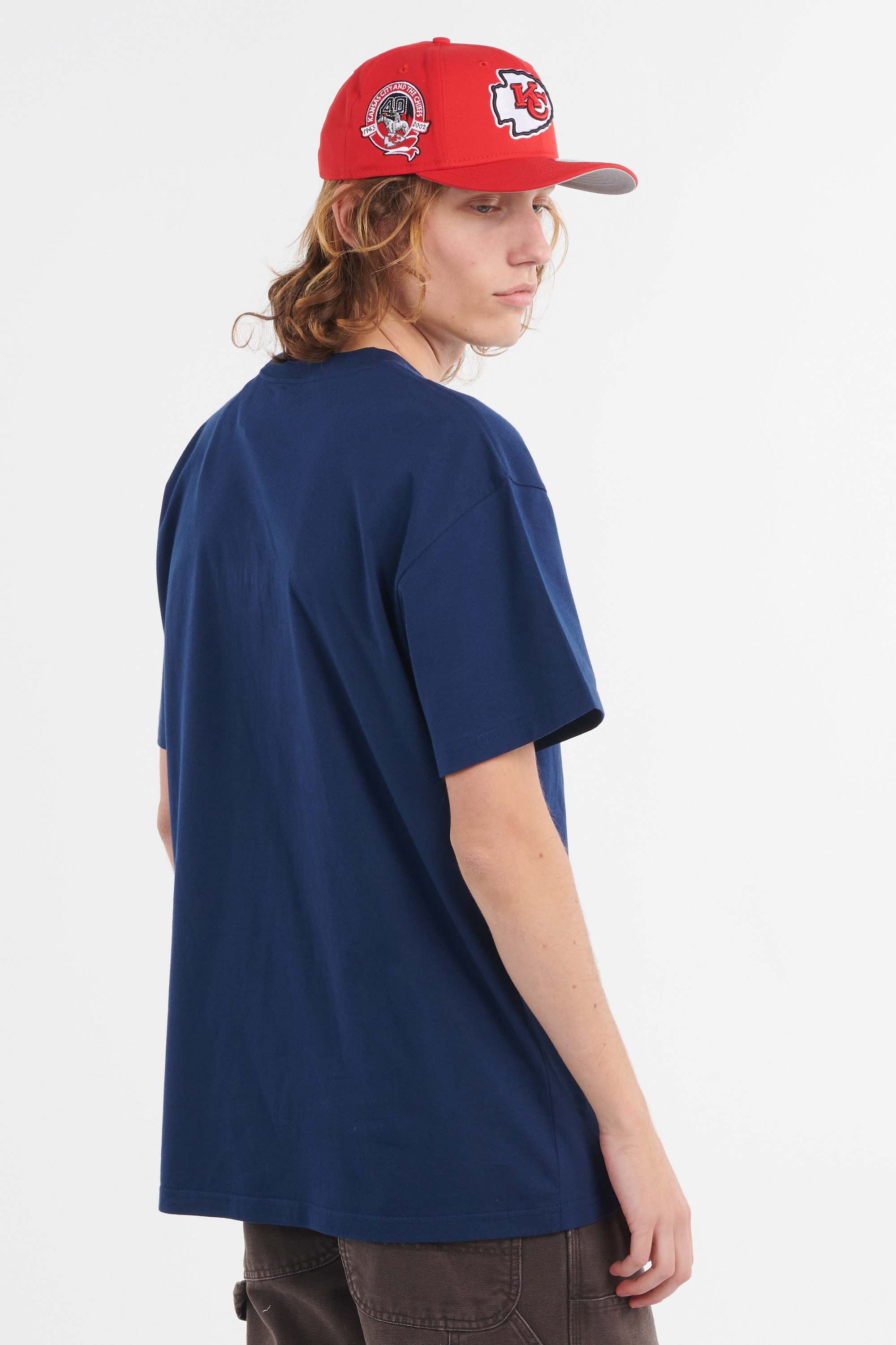 Regular-fit round-neck cotton T-shirt Blue