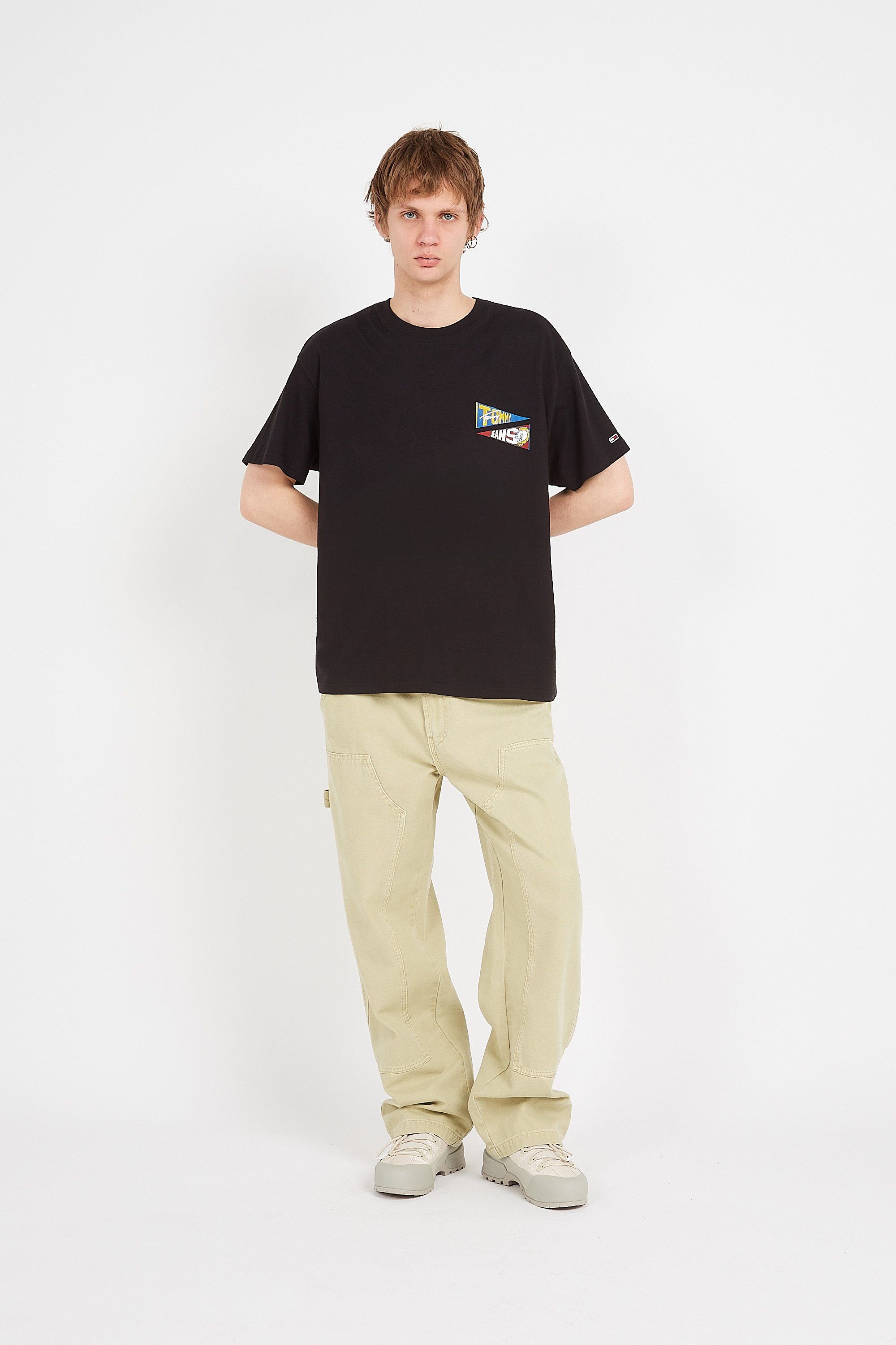 Regular-fit round-neck cotton T-shirt Black