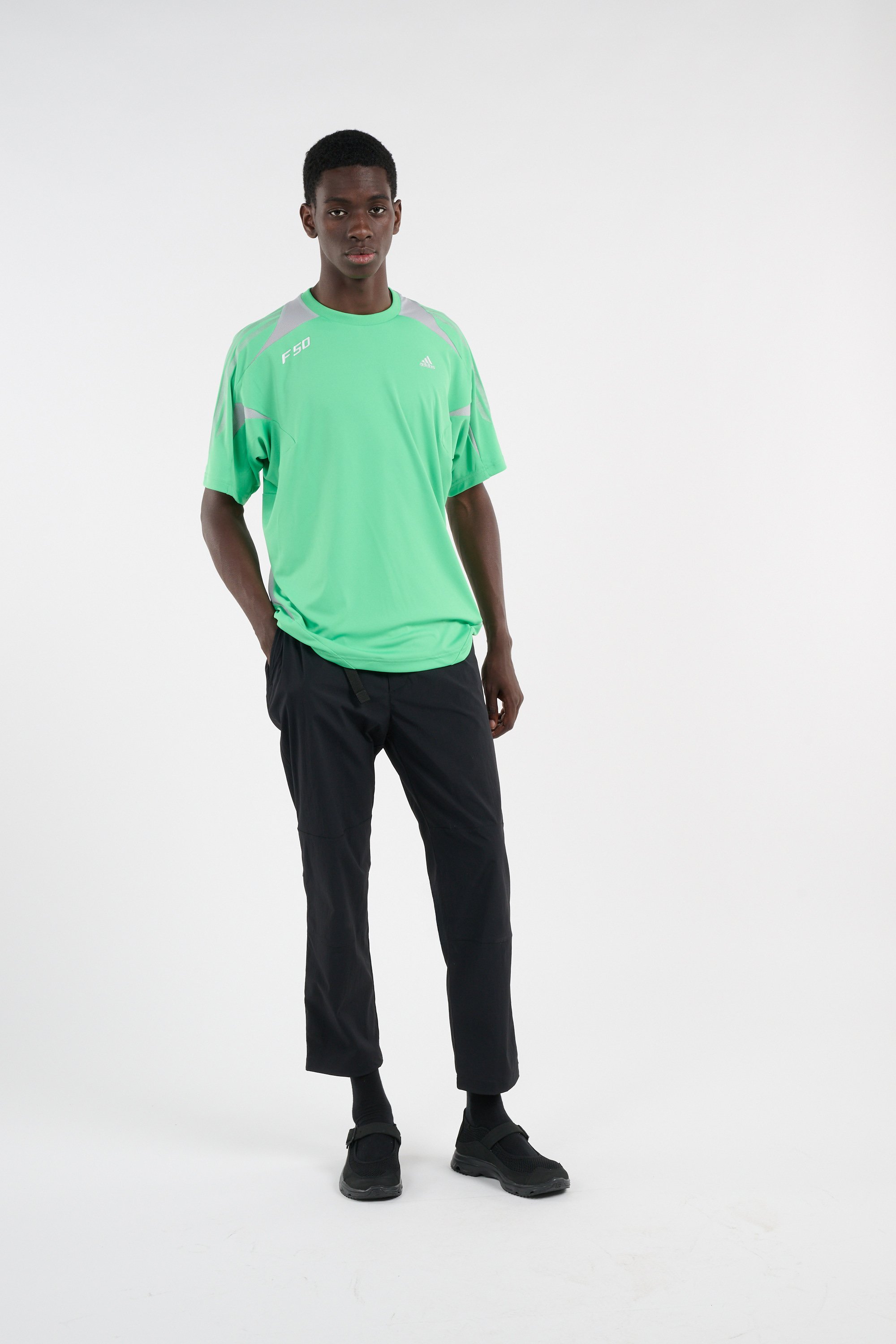 Regular-fit round-neck cotton T-shirt | Green ADIDAS Men
