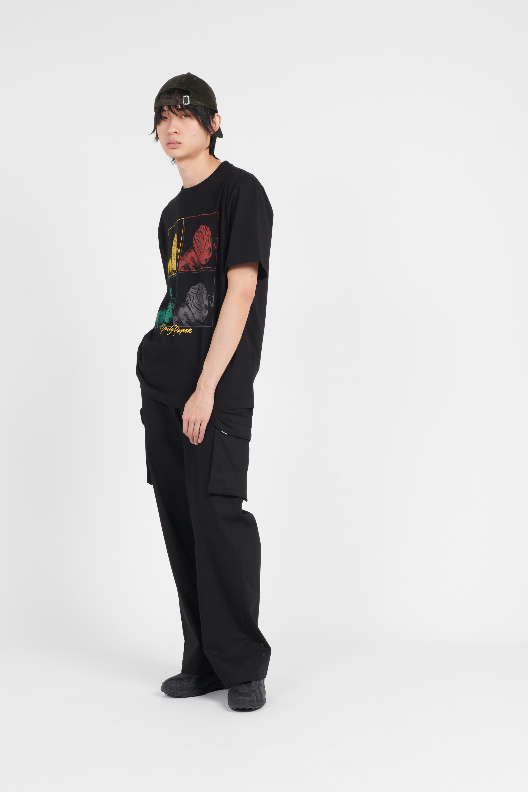 Regular-fit round-neck cotton T-shirt Black