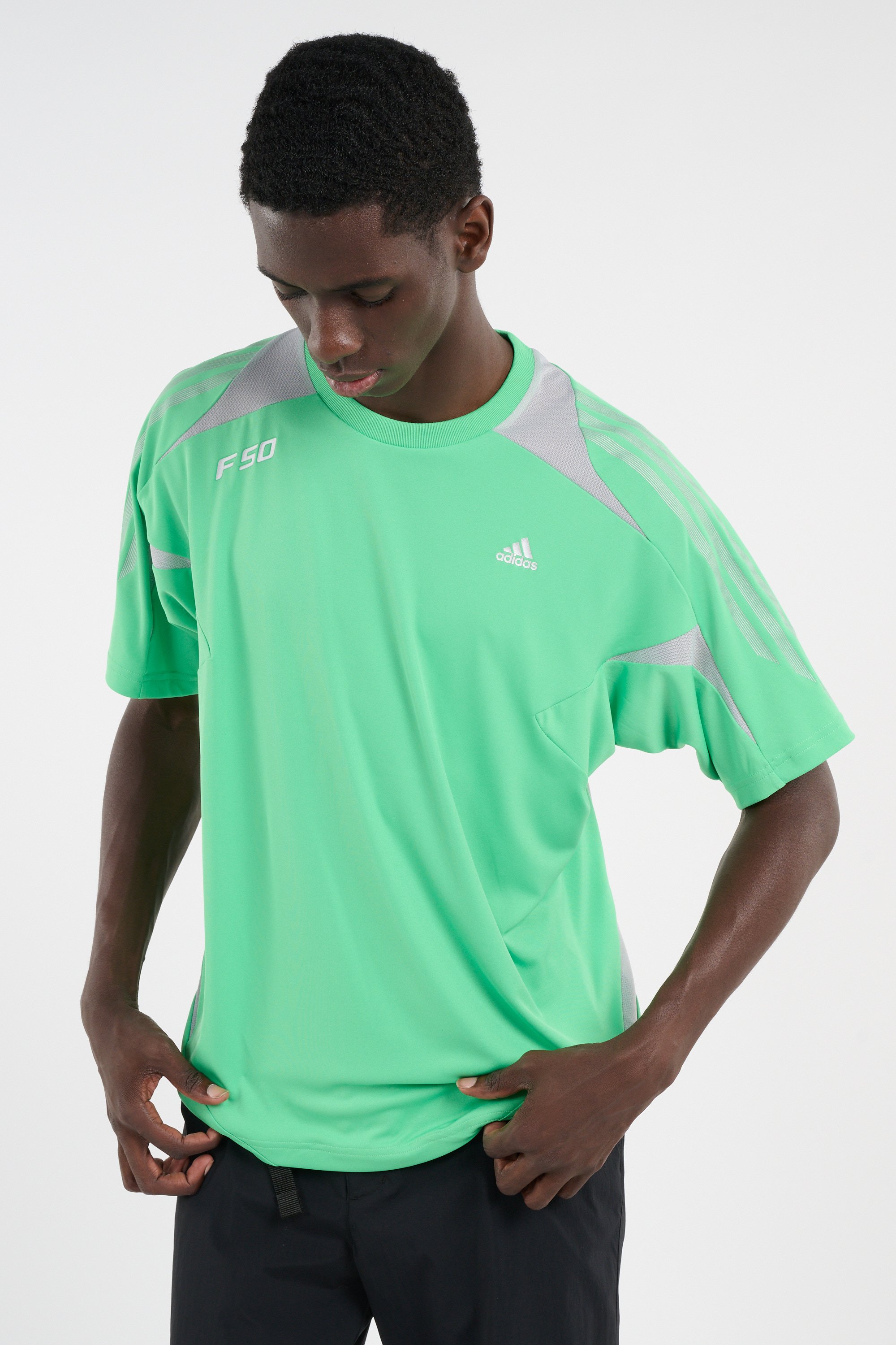 Regular-fit round-neck cotton T-shirt | Green ADIDAS Men