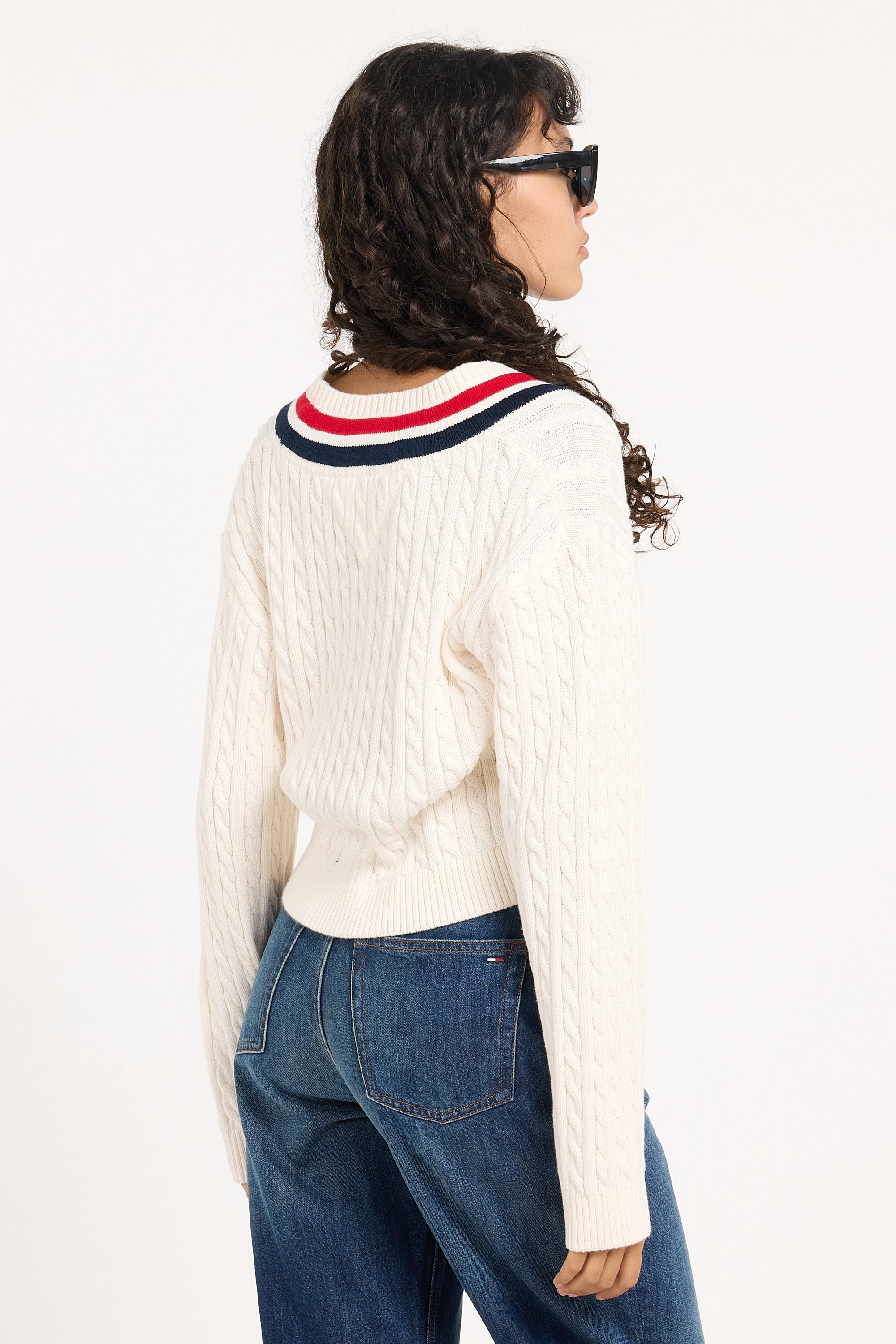 Pull col V | Blanc TOMMY JEANS Femme