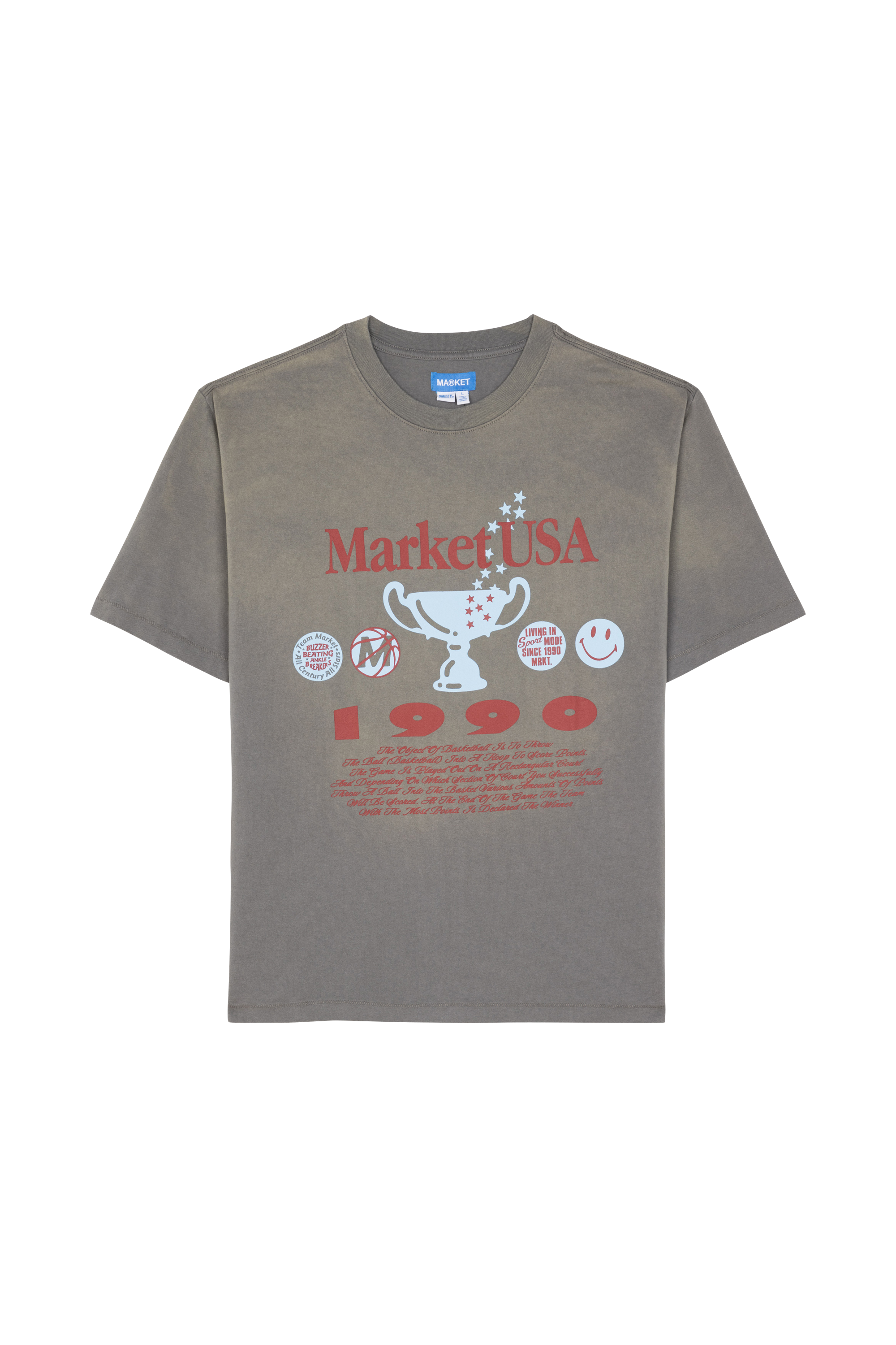 Regular-fit round-neck cotton T-shirt Grey