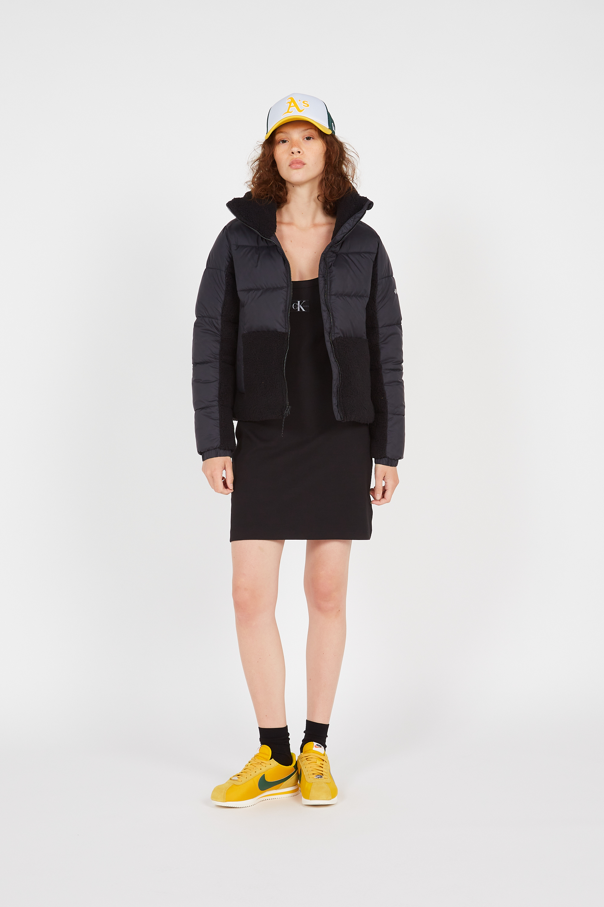 Lightweight quilted padded jacket with high neck Black