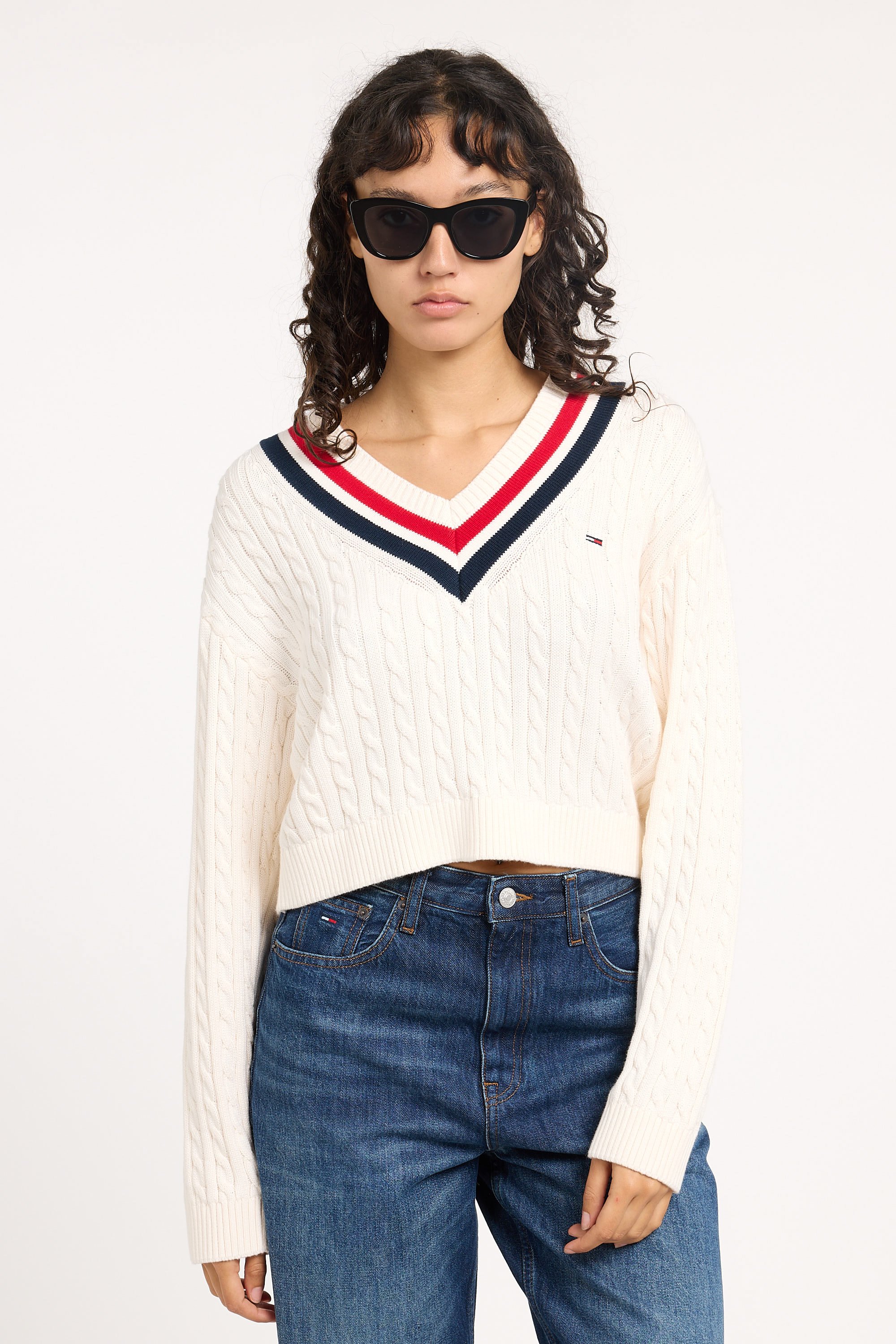 Pull col V | Blanc TOMMY JEANS Femme