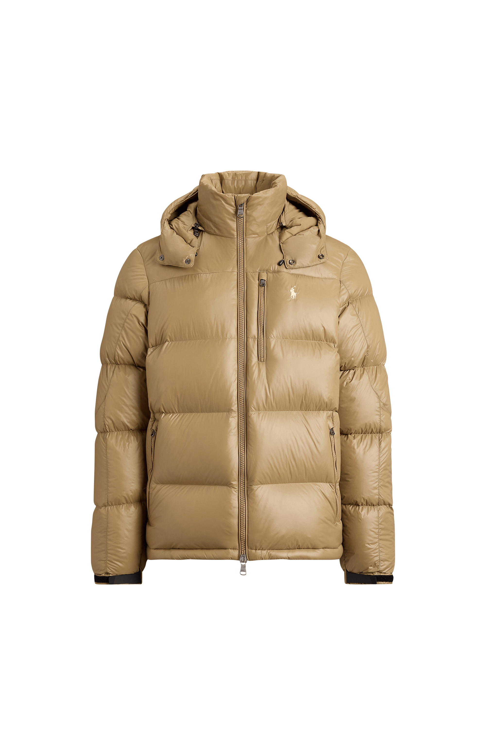 Zipped high-neck colorblock padded jacket with hood POLO RALPH LAUREN Beige