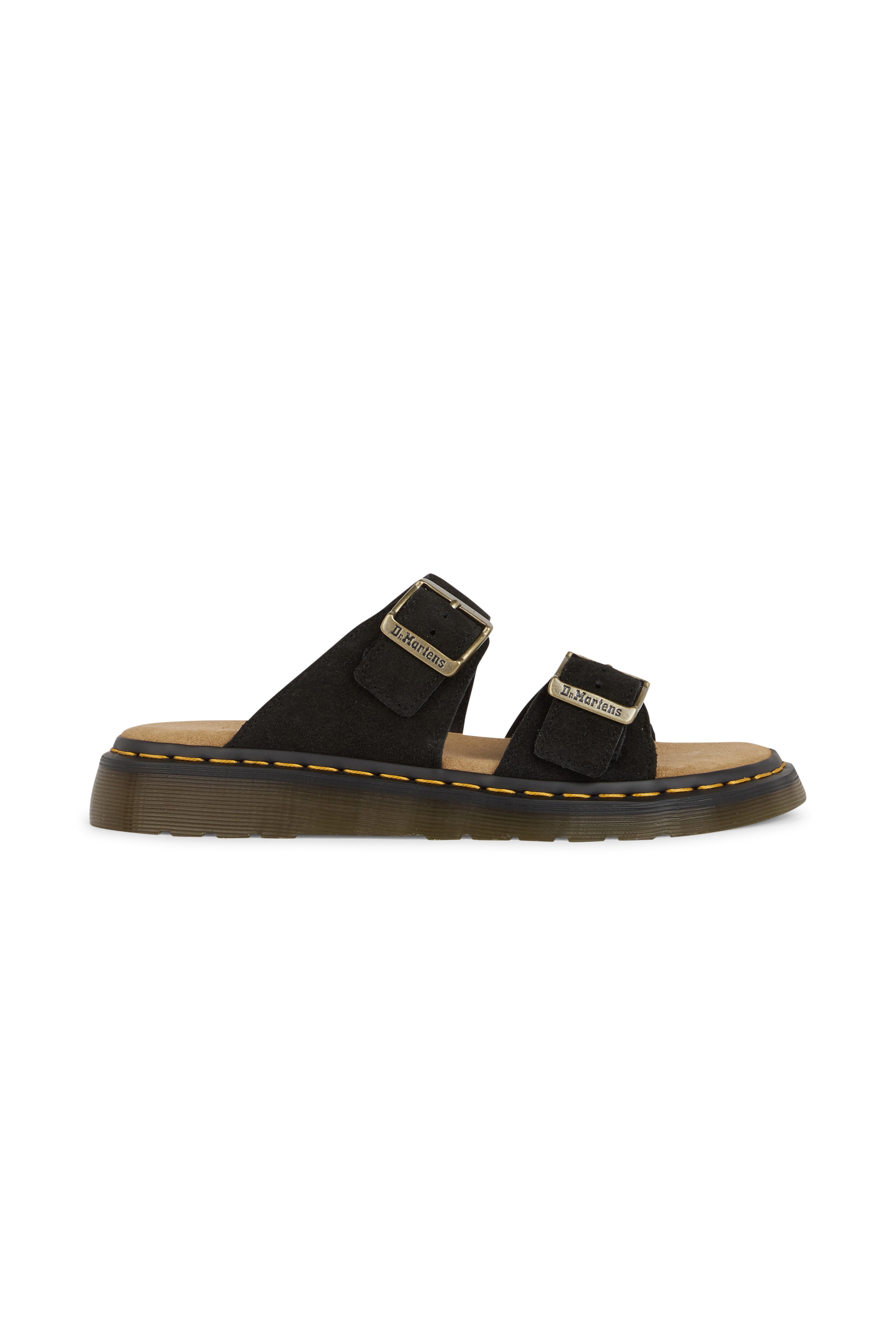 Flat furry sheepskin sandals Black