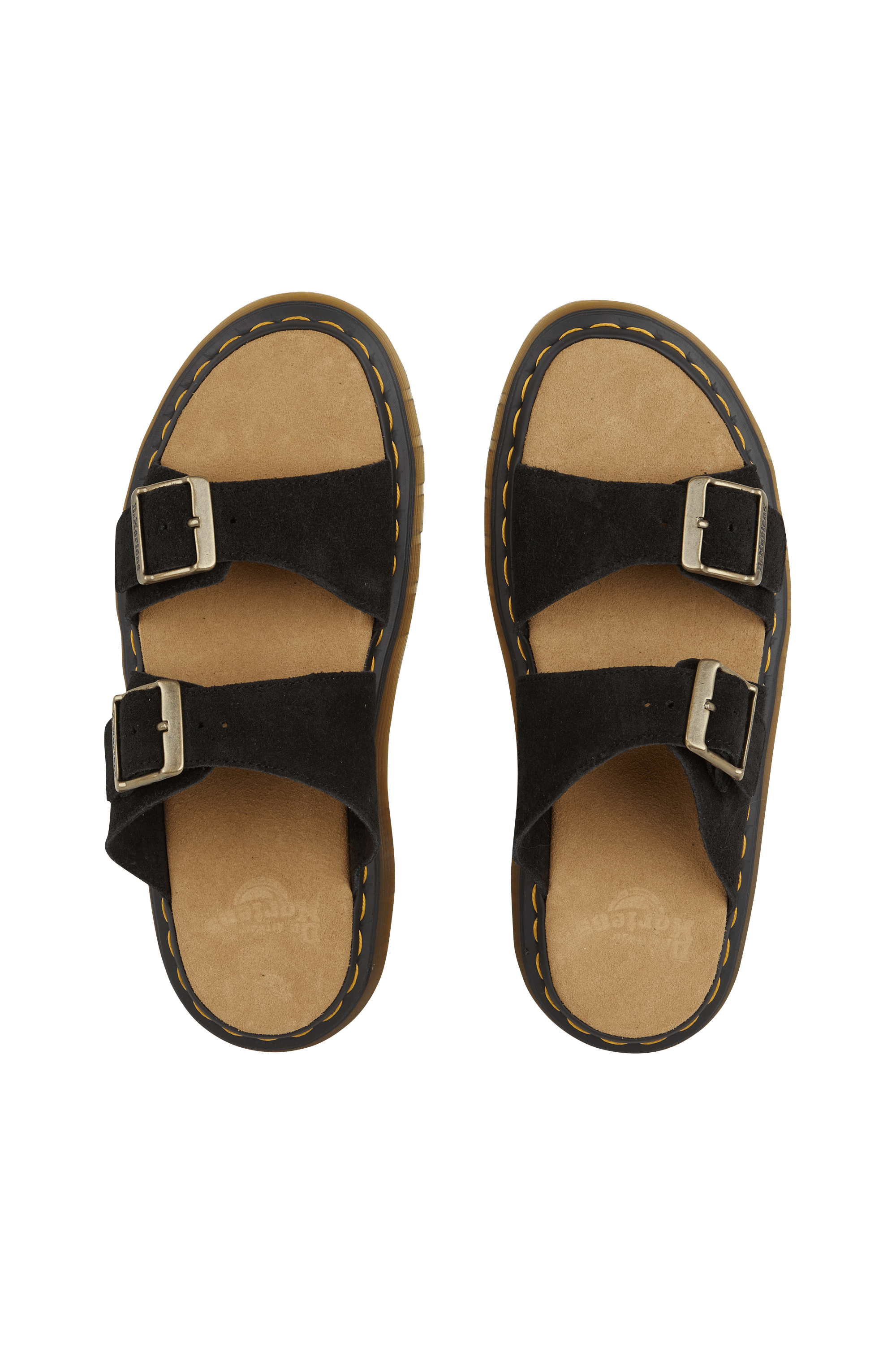 Flat furry sheepskin sandals DR. MARTENS Black