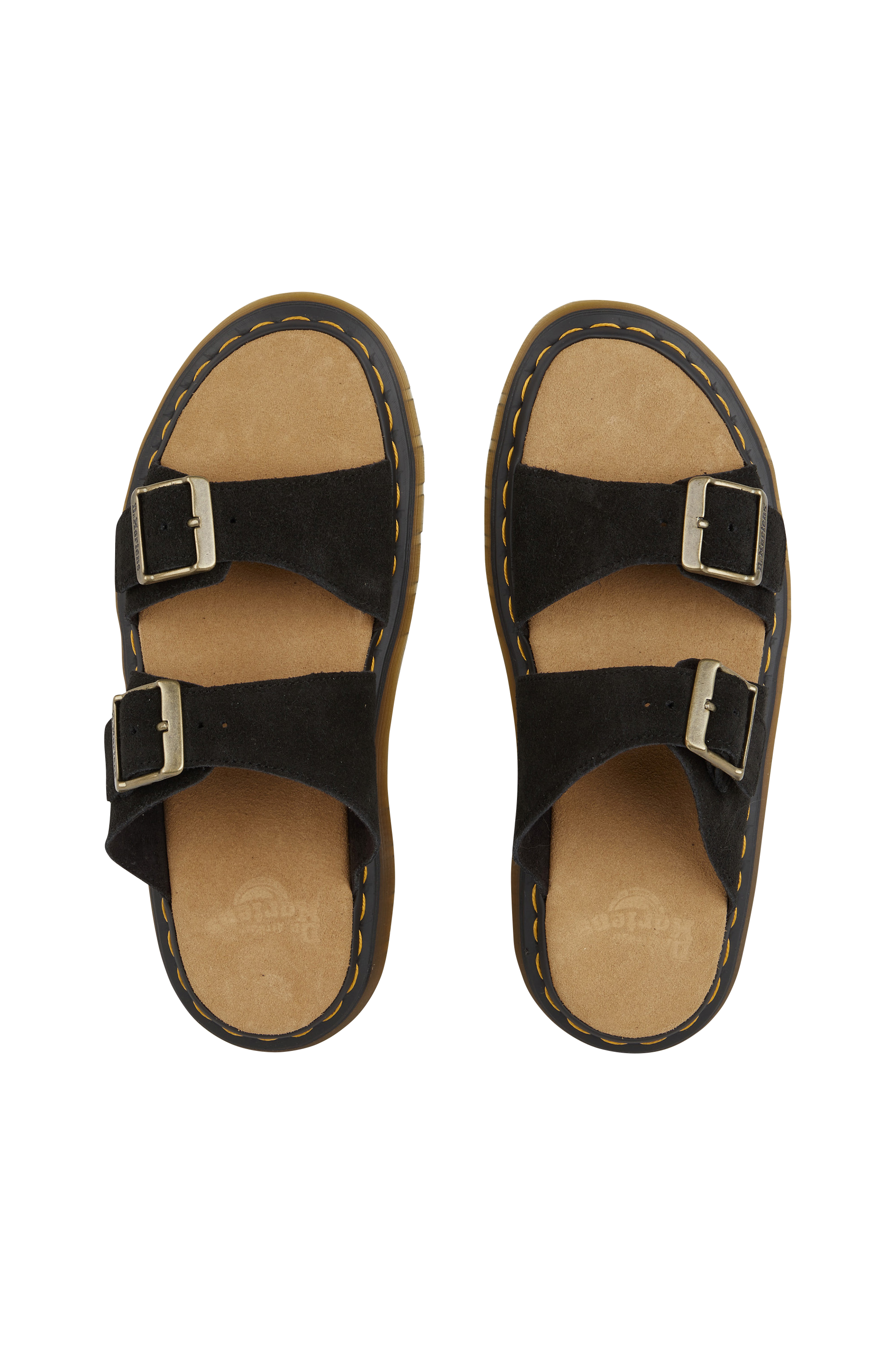 Flat furry sheepskin sandals Black