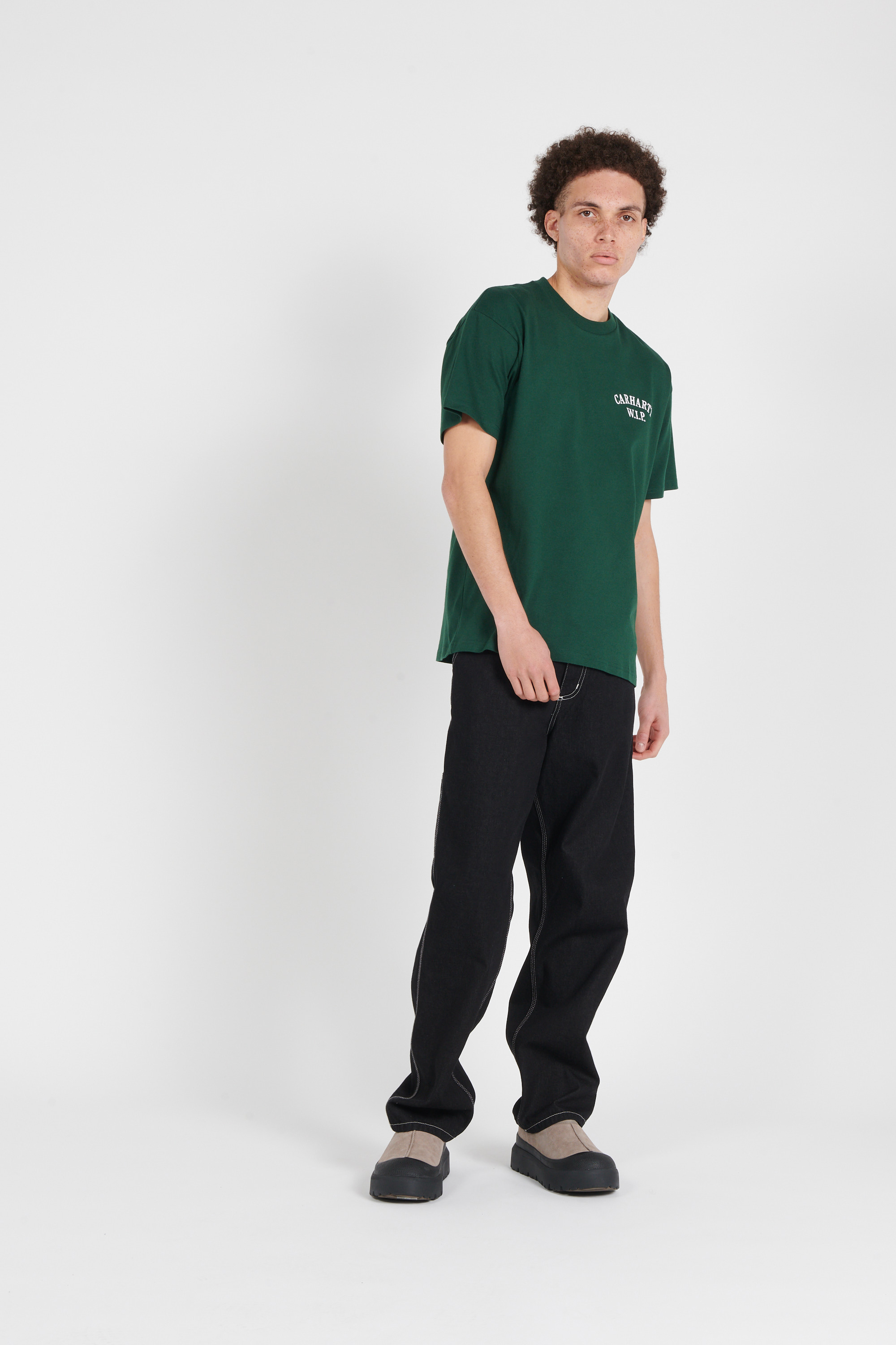 Regular-fit round-neck cotton T-shirt Green