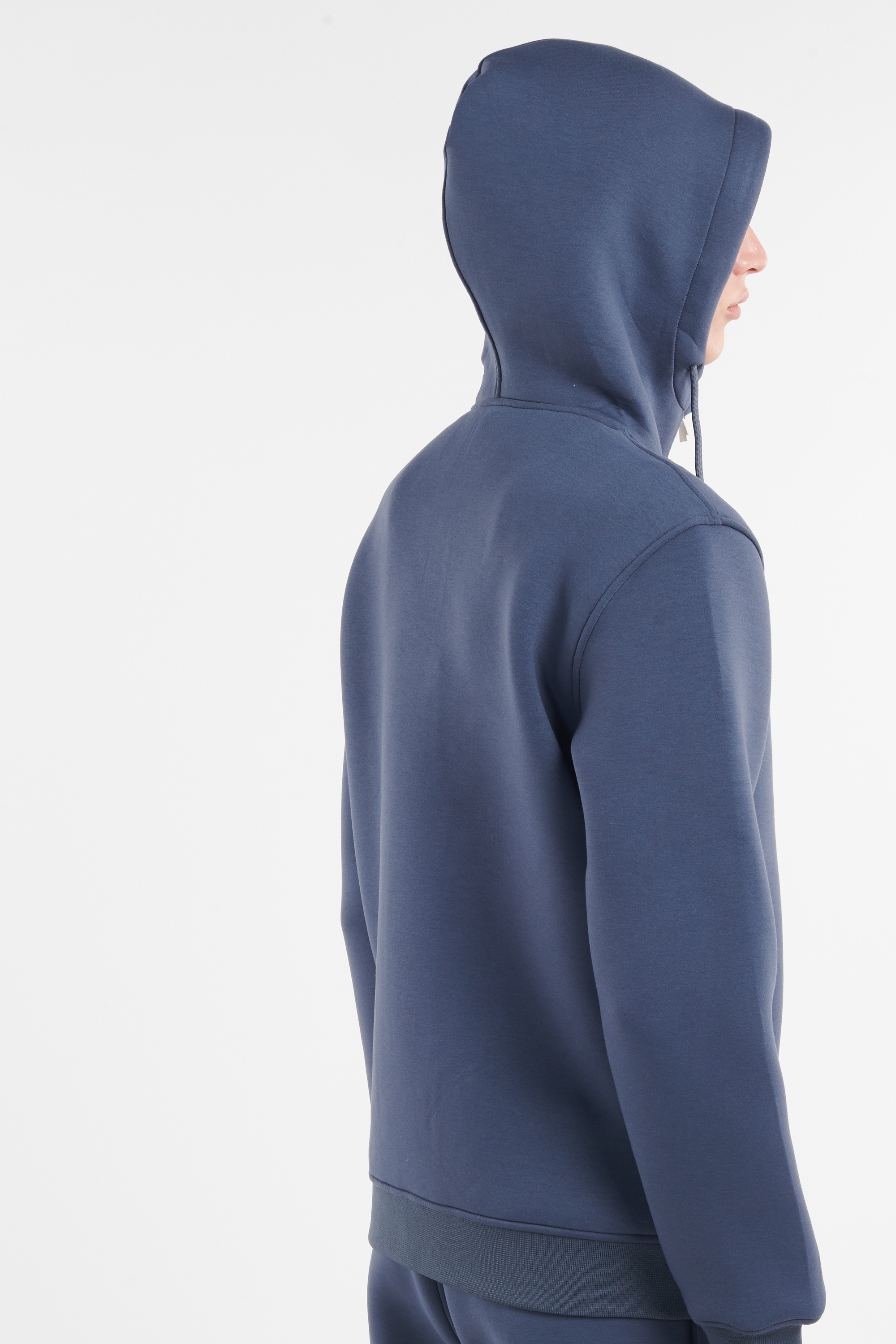 Regular-fit zip-up cotton-blend hoodie with Pony Player Blue