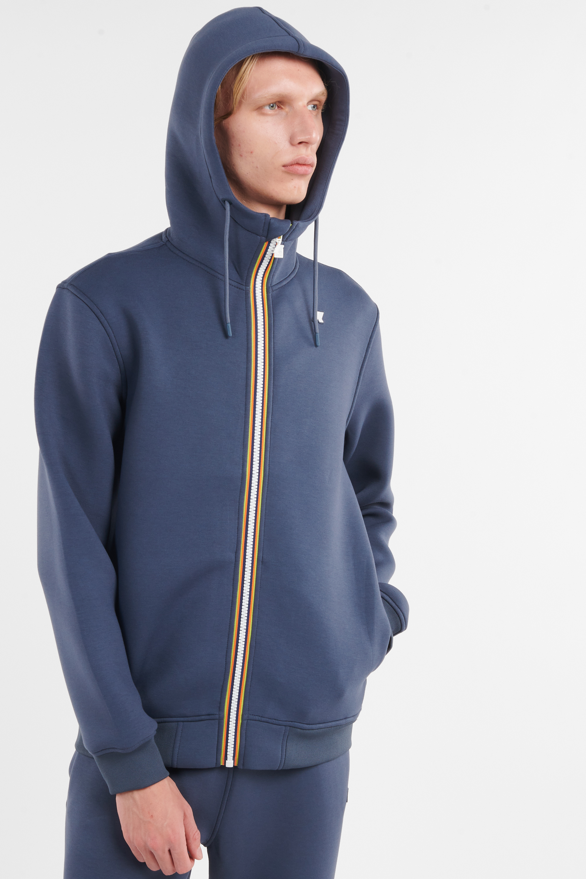 Regular-fit zip-up cotton-blend hoodie with Pony Player Blue