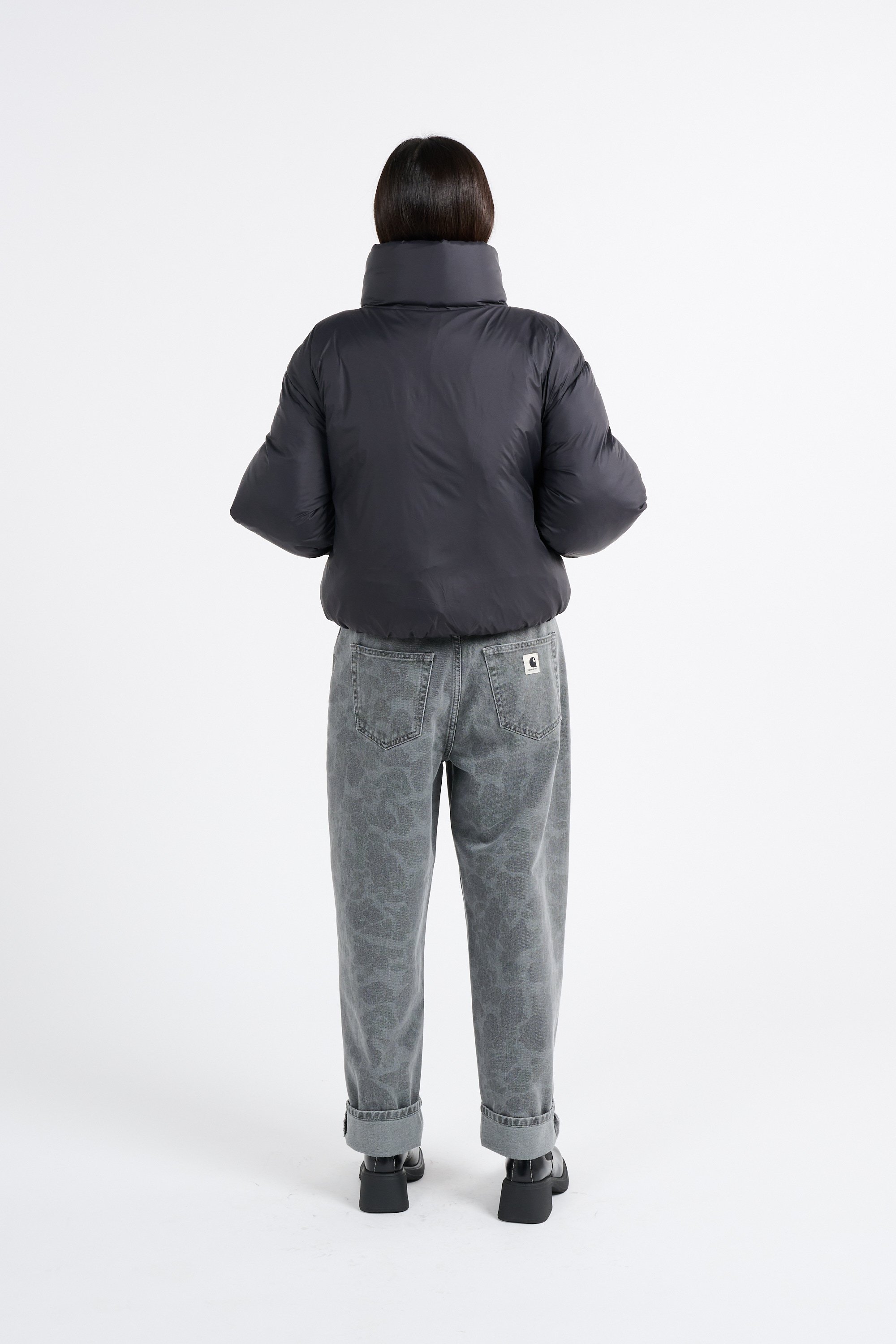 Lightweight quilted padded jacket with high neck Black