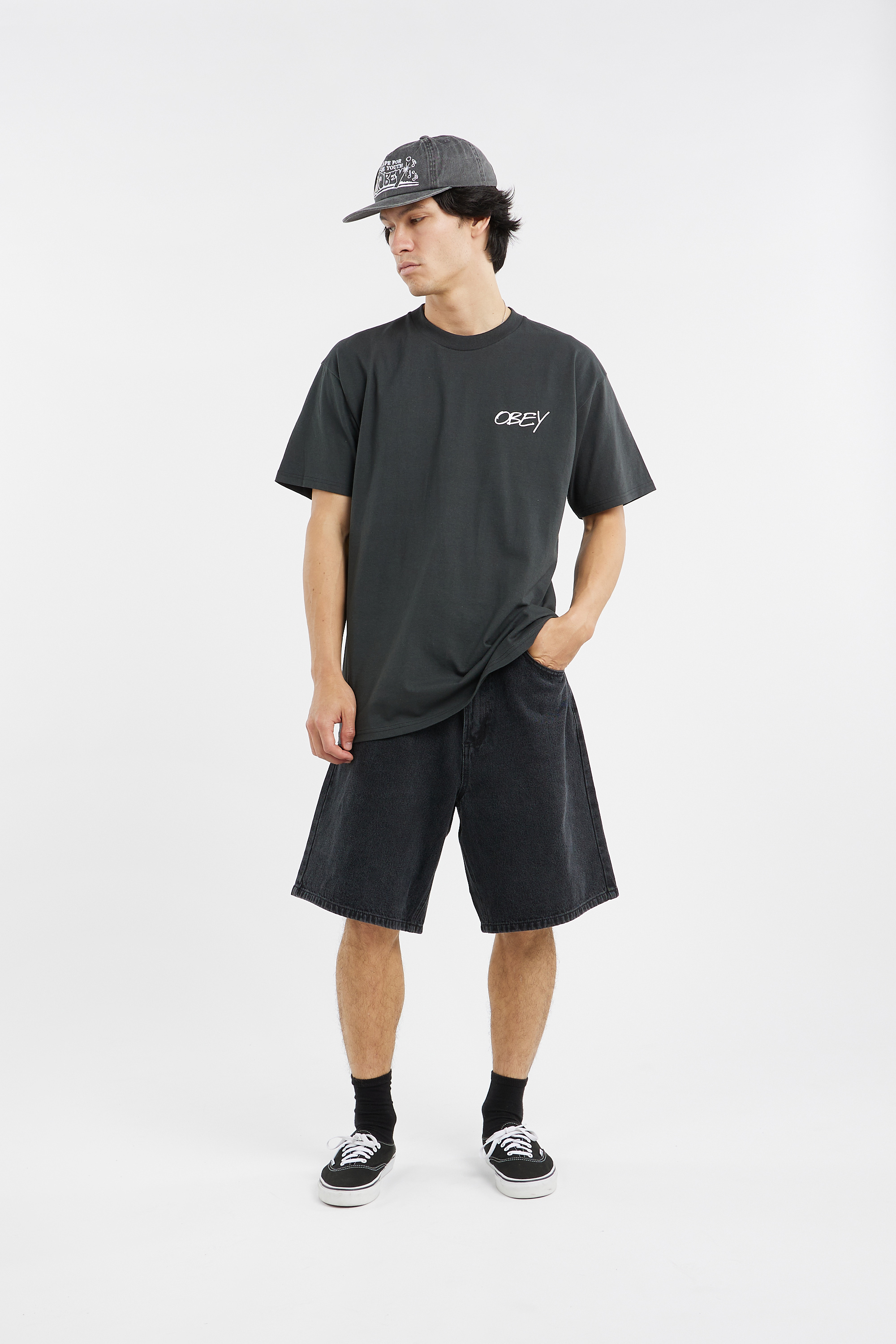 Regular-fit round-neck cotton T-shirt Black