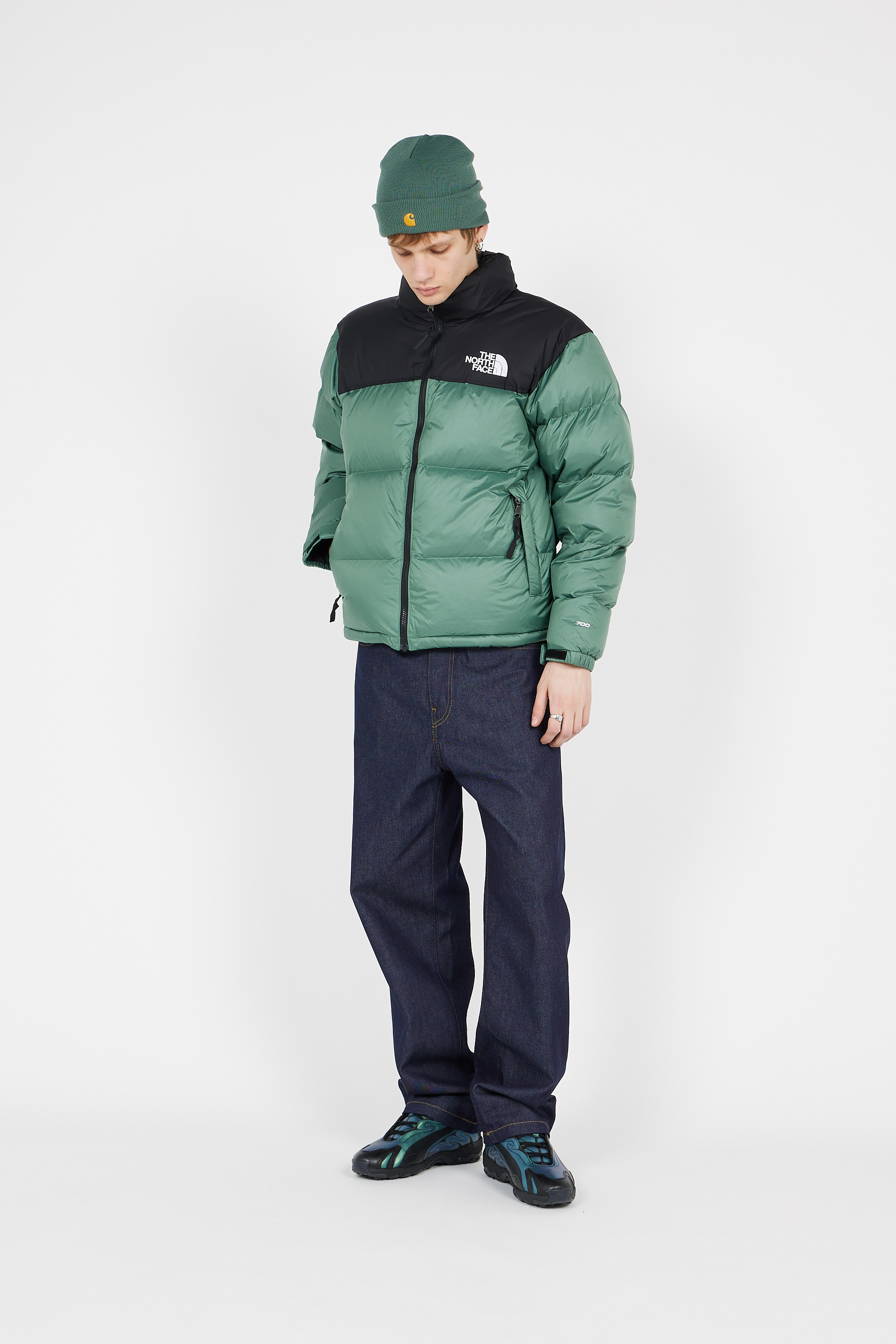 Lightweight quilted padded jacket with high neck Green