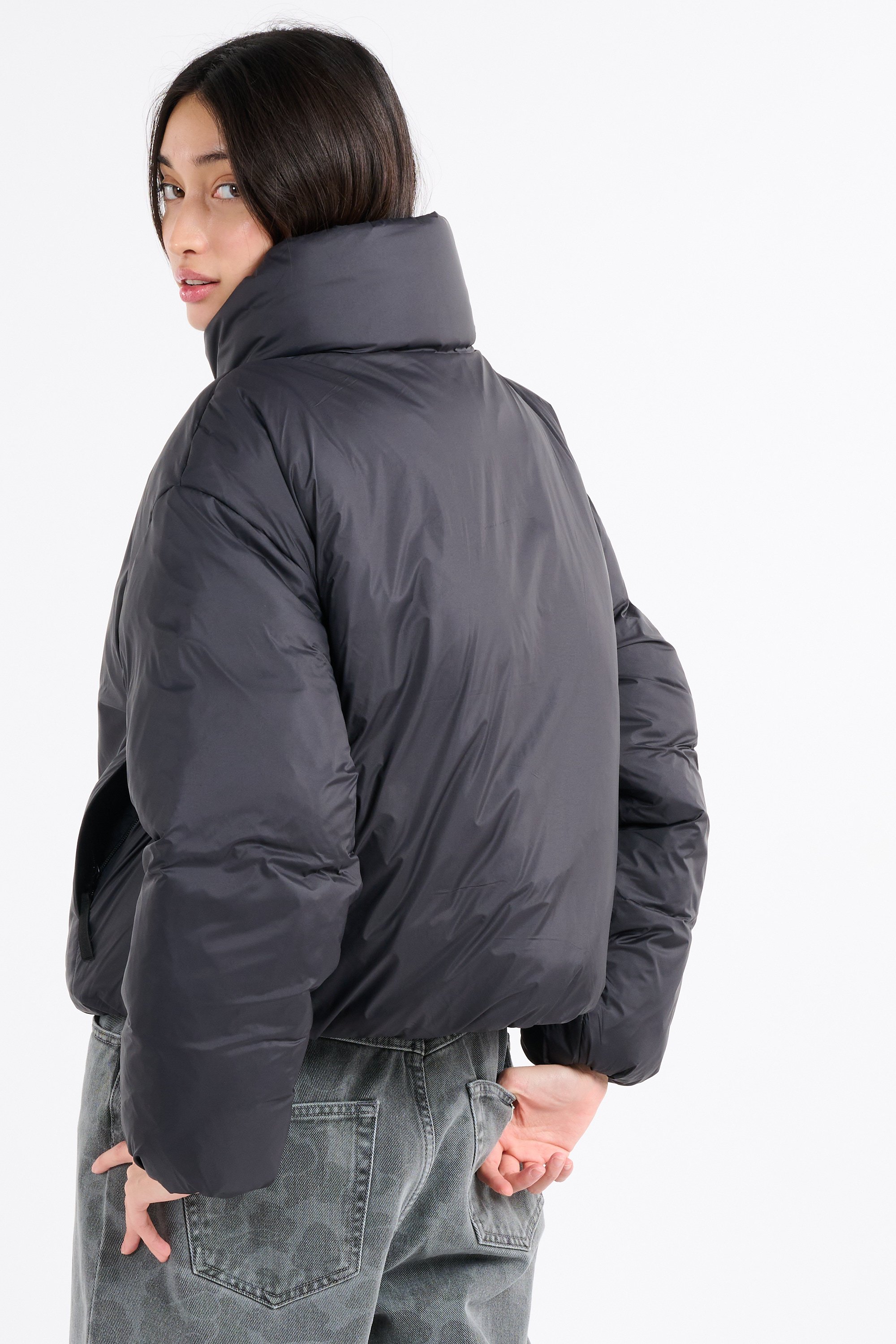 Lightweight quilted padded jacket with high neck Black