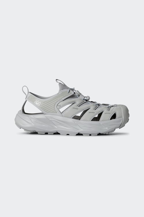 HOKA Flat furry sheepskin sandals Grey