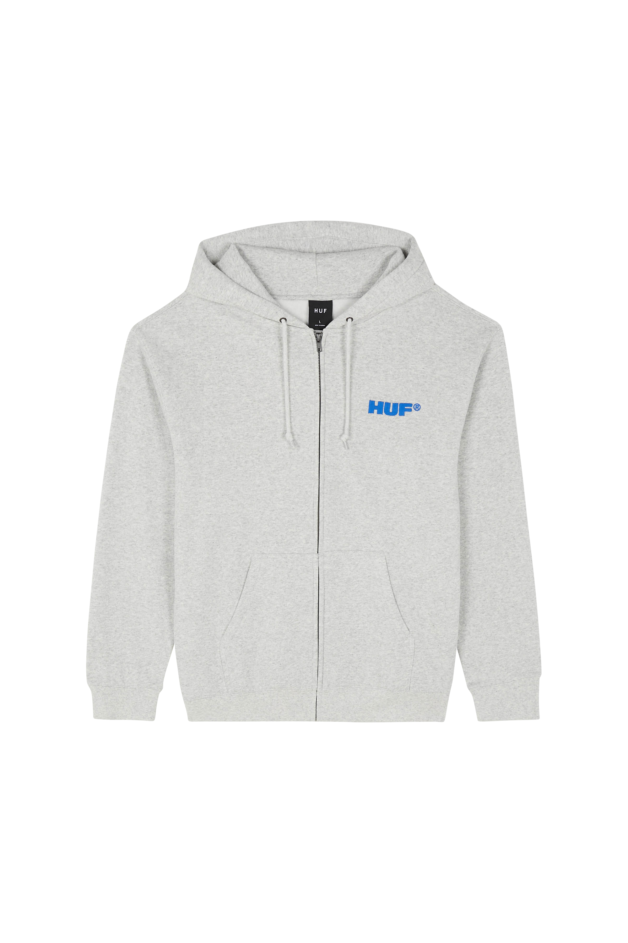 Regular-fit zip-up cotton-blend hoodie with Pony Player Grey