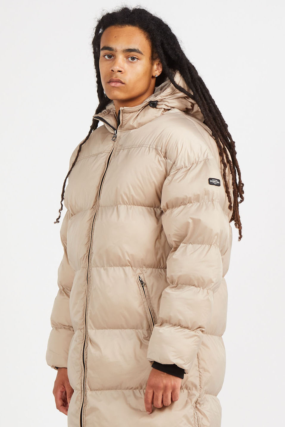 Lightweight quilted padded jacket with high neck Beige