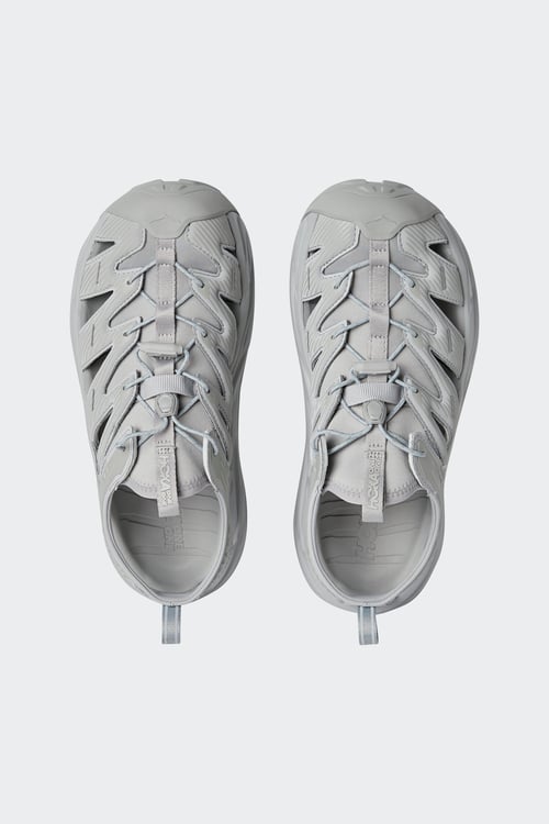 HOKA Flat furry sheepskin sandals Grey