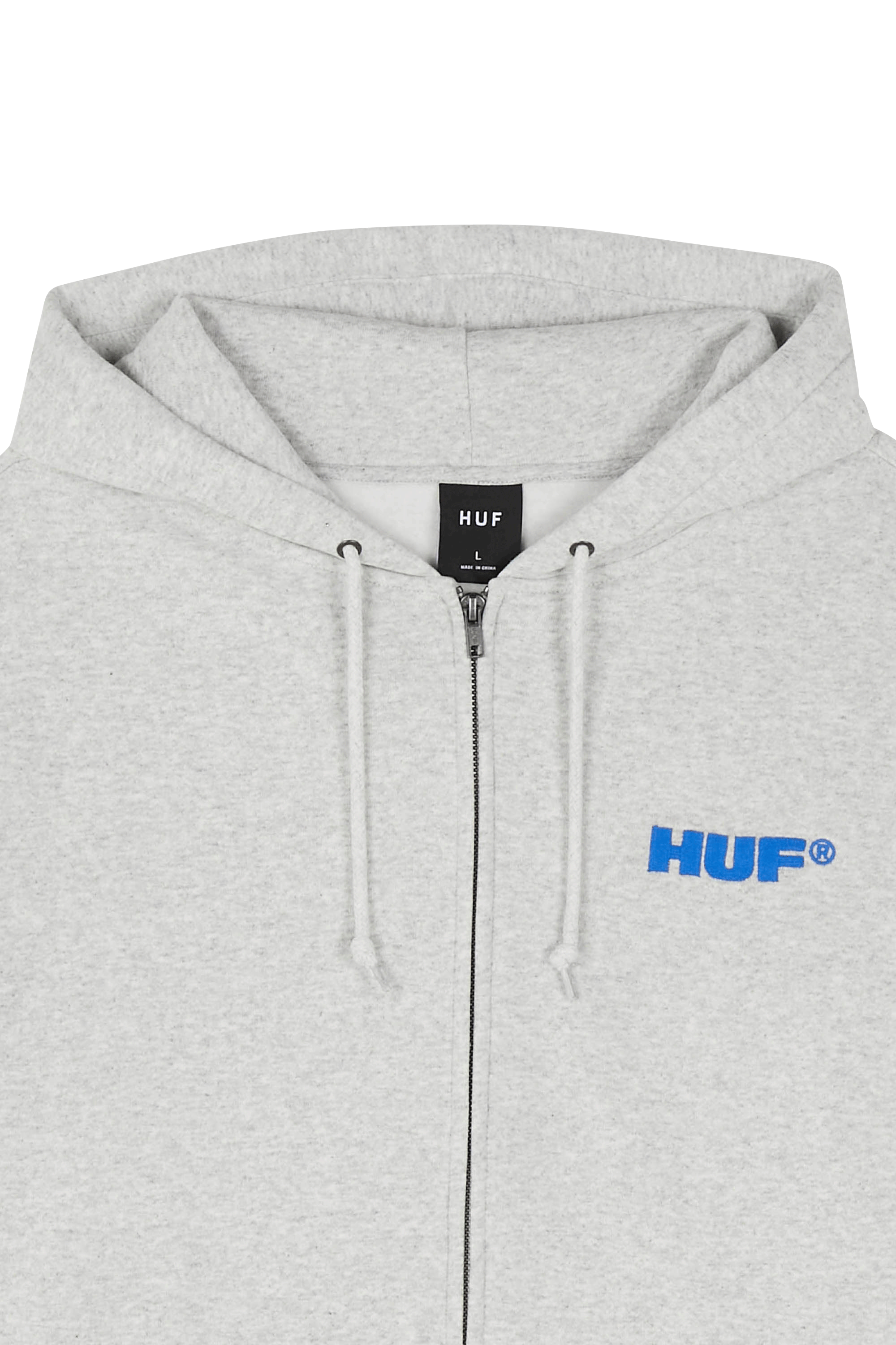 Regular-fit zip-up cotton-blend hoodie with Pony Player HUF Grey