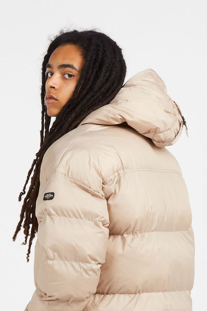 Lightweight quilted padded jacket with high neck Beige