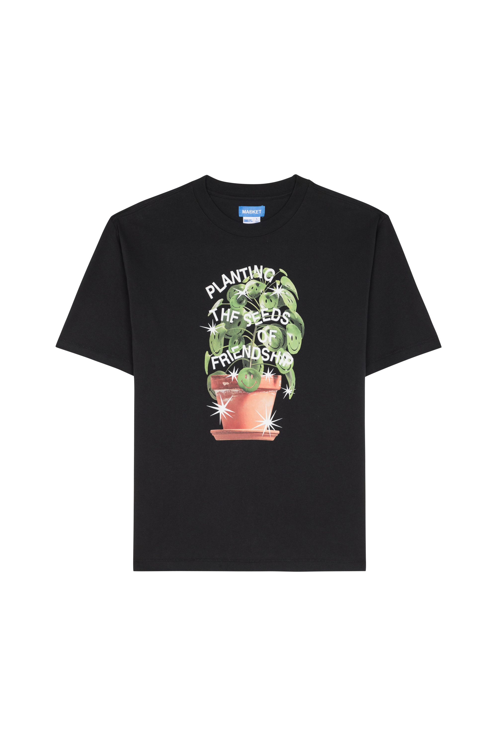 Regular-fit round-neck cotton T-shirt Black