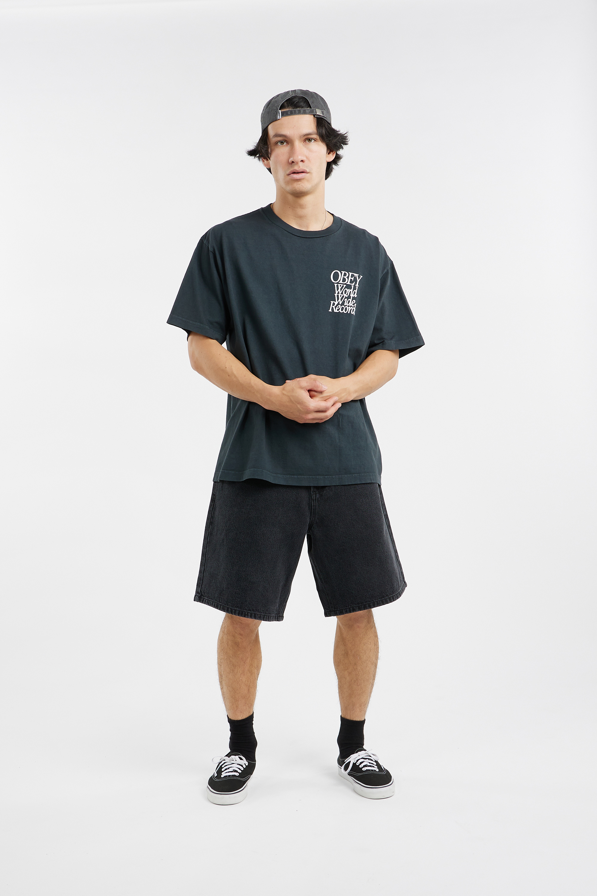 Regular-fit round-neck cotton T-shirt Black