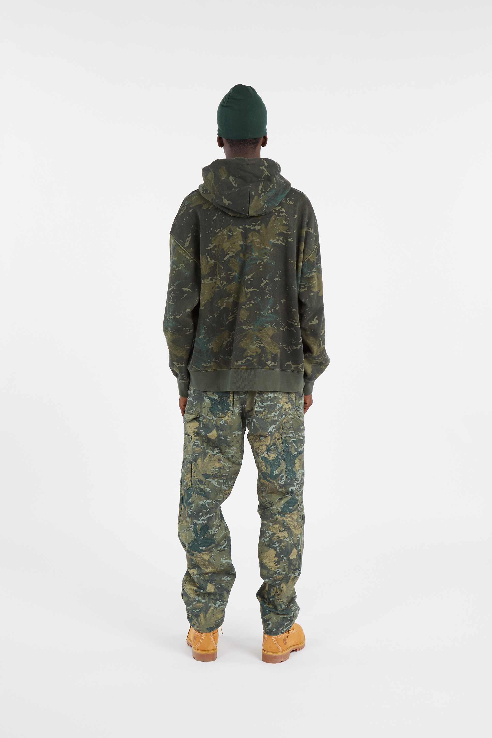 Regular-fit zip-up cotton-blend hoodie with Pony Player Green