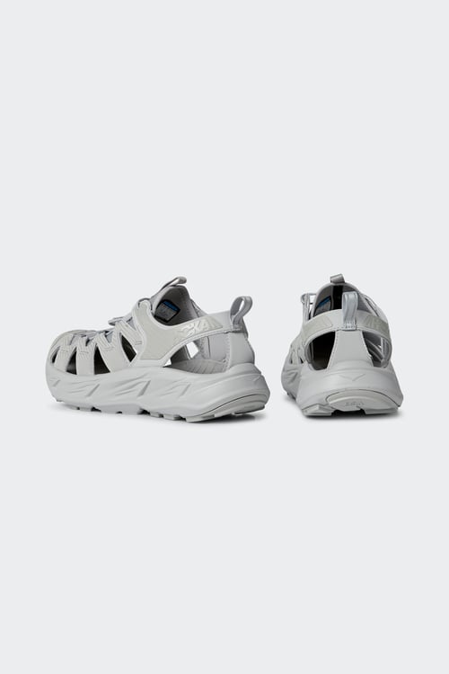 HOKA Flat furry sheepskin sandals Grey